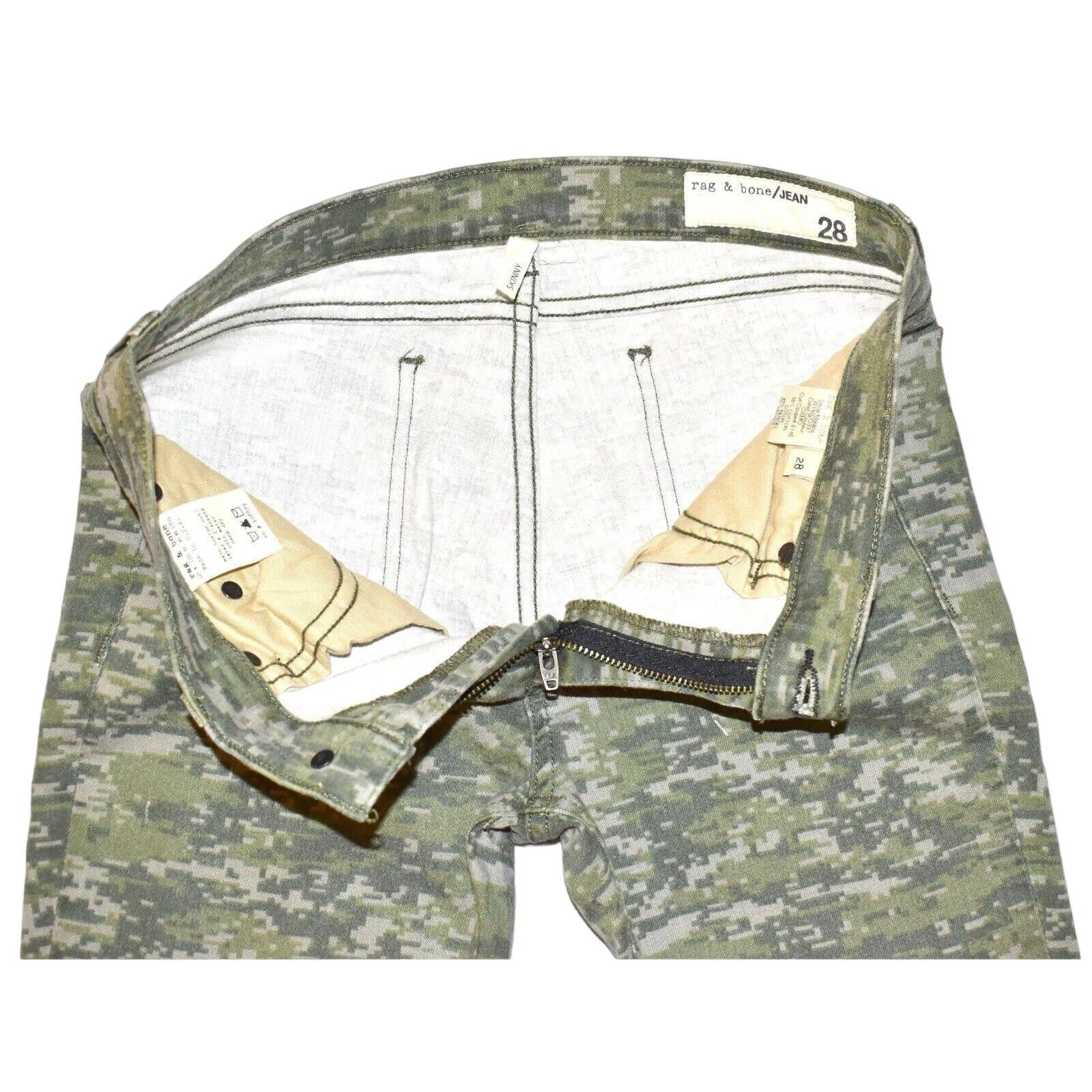 Rag & Bone A6 RAG & BONE Green Camo Skinny Stretch W1502O337 Jeans 28 Size 28" / US 6 / IT 42 - 4 Thumbnail