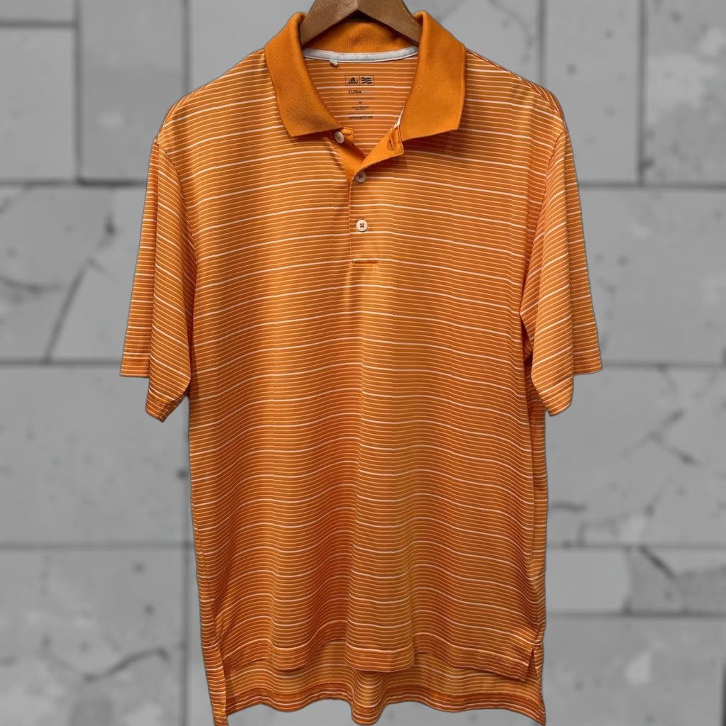Adidas Adidas Climalite Polo Shirt Mens M Orange Striped Athletic Stretchy Shirt Size US M / EU 48-50 / 2 - 1 Thumbnail
