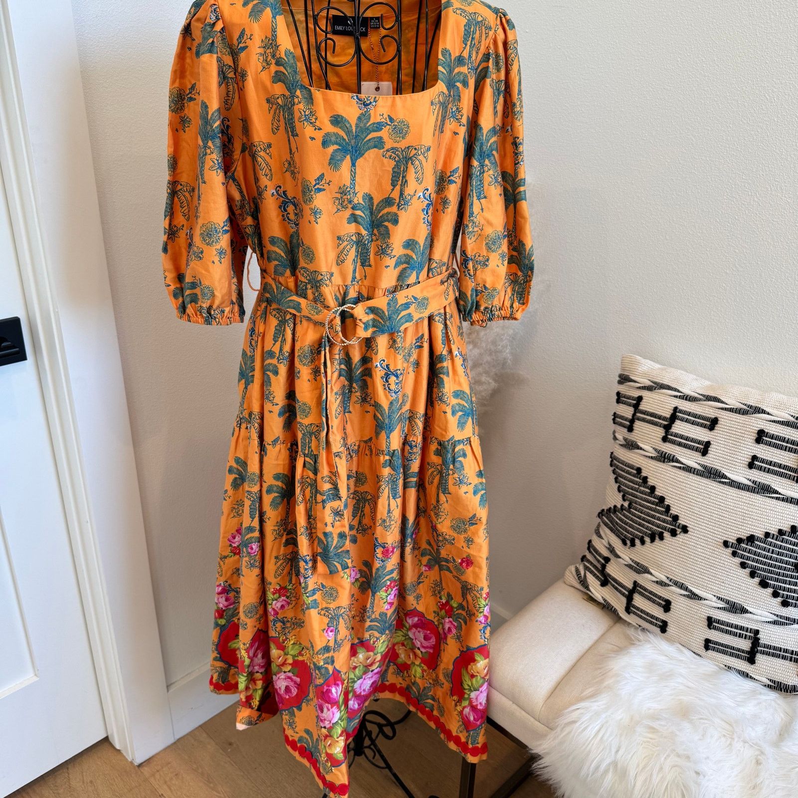 Anthropologie Anthro x Emily Lovelock Tropical Palm Print Maxi Dress NWT Size L / US 10 / IT 46 - 4 Thumbnail