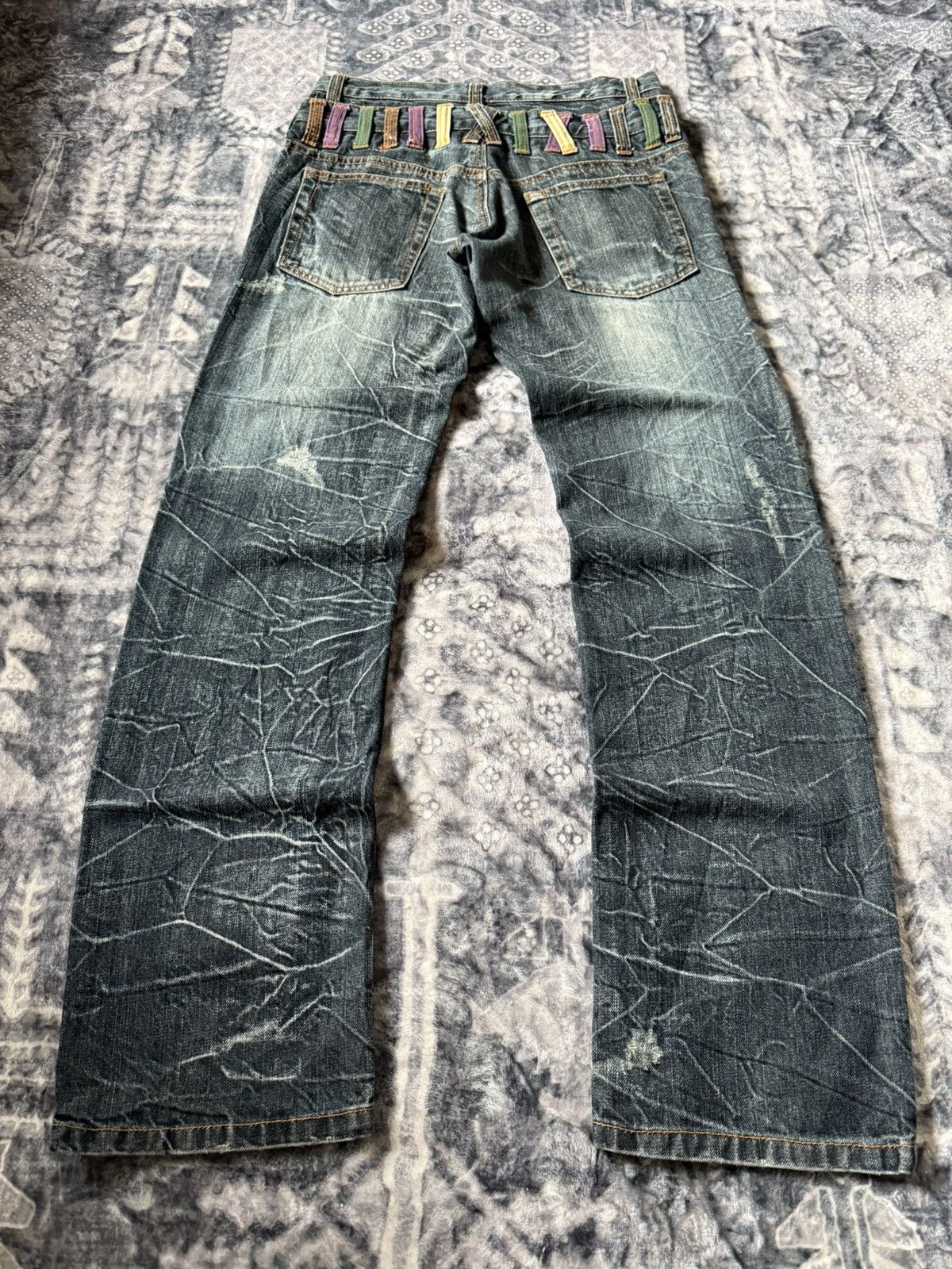 Japanese Brand × LOWBOX × Tete Homme Nylaus Japan Cut And Sew Double Waist Shadow Wash Jeans Size US 30 / EU 46 - 2 Thumbnail