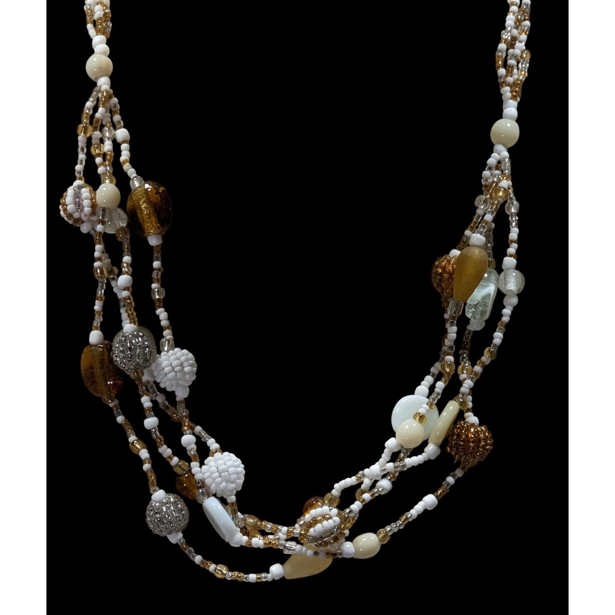 Handmade Handmade Vintage Earth Tone Beaded Multi-Strand Necklace Size ONE SIZE - 5 Thumbnail