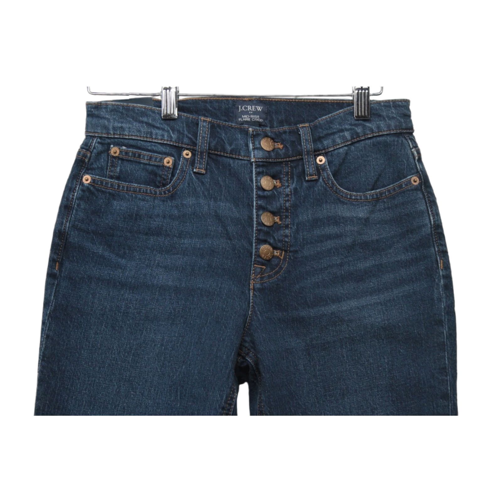 J.Crew NWT J.CREW Jeans Women's 26 Blue Mid Rise Flare Crop Denim Stretch Button Fly Cropped 5-Pocket Size 26" / US 2 / IT 38 - 1 Thumbnail