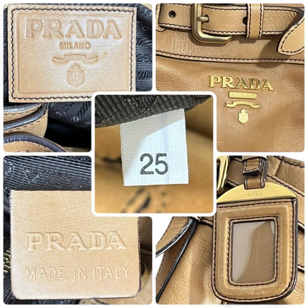 Prada Prada - Brown Leather Shoulder Bag Vintage Nappa Size ONE SIZE - 6 Thumbnail