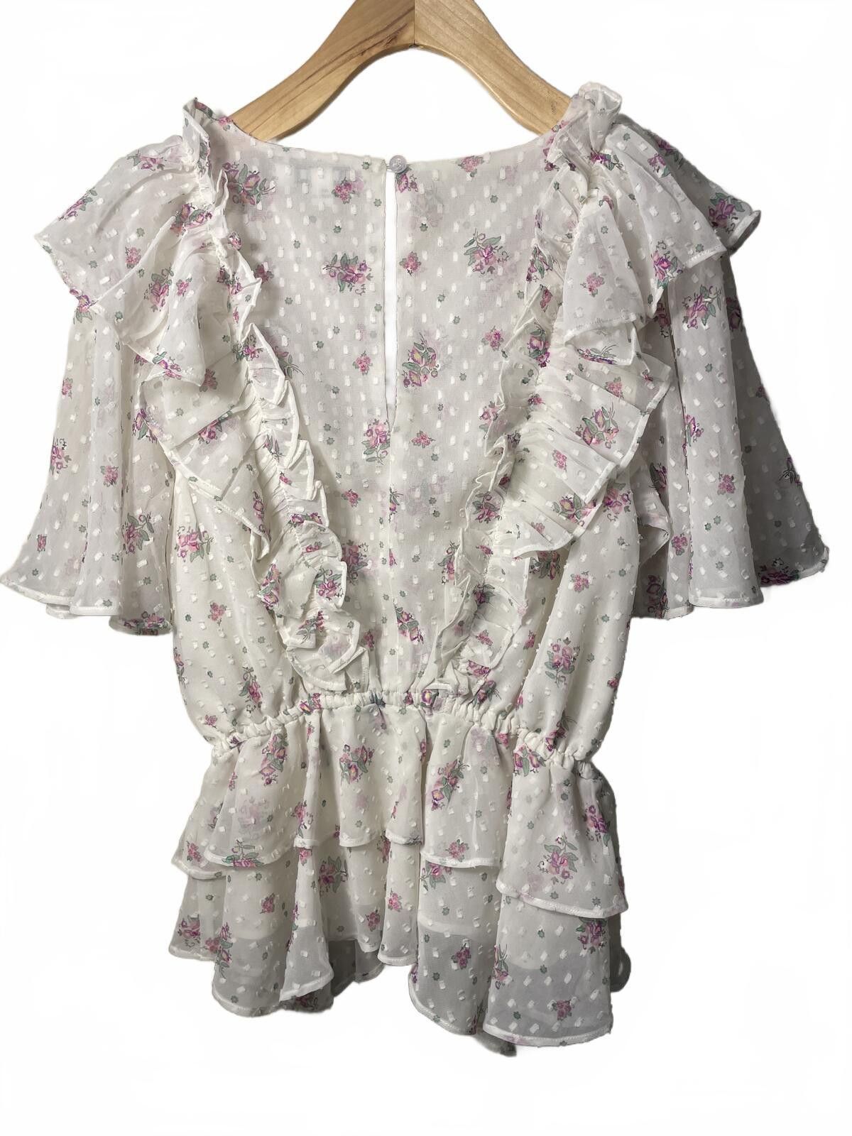 Other Walter Baker Blouse women's Small Floral Ruffle Bell Sleeve Size M / US 6-8 / IT 42-44 - 8 Thumbnail