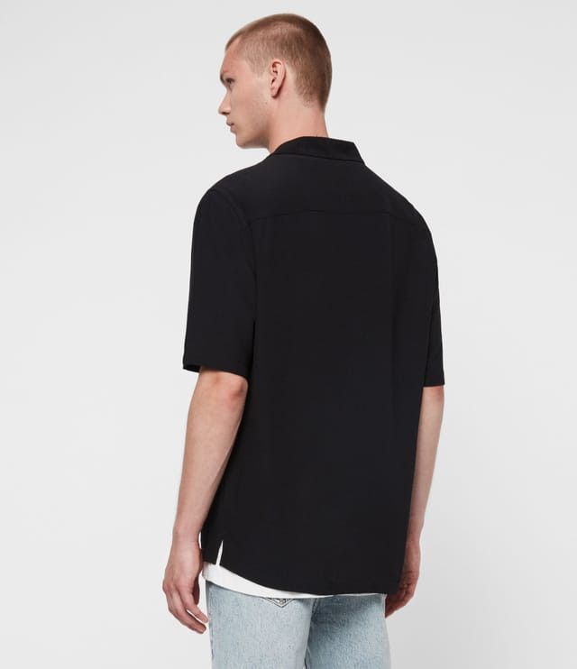 Allsaints × Designer Allsaints Kiowa Black Viscose Shirt Short Sleeve sz XS Size US XS / EU 42 / 0 - 10 Thumbnail