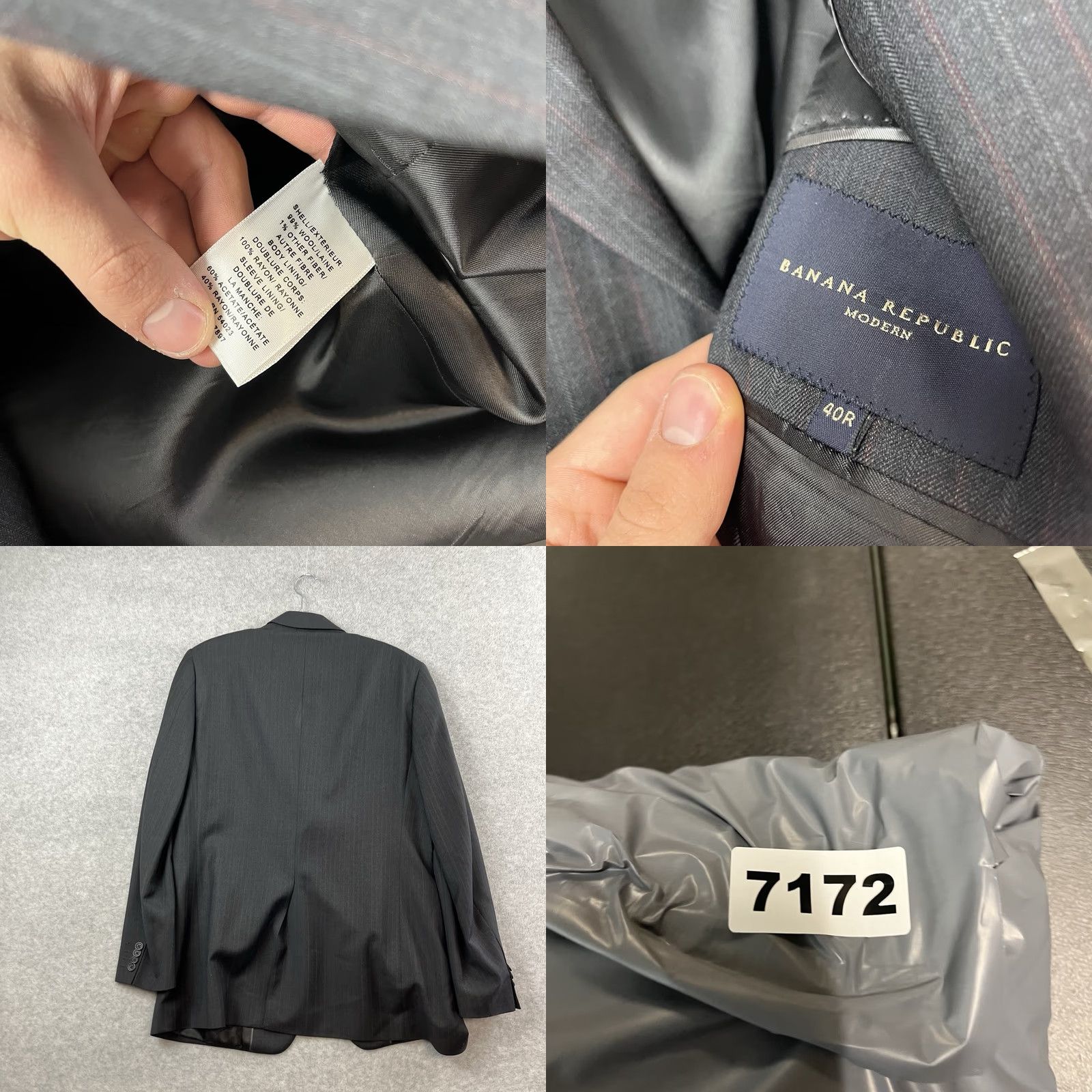 Banana Republic Banana Republic Blazer Jacket Slim Fit Men 40R Wool Pinstripe Blue Modern Business 3-Button 4-Button Inner Pockets Size 40R - 8 Thumbnail
