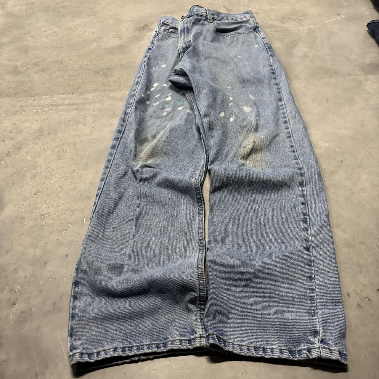 Japanese Brand × Vintage Crazy Vintage Y2K/2000s Light Wash Paint Splatter Denim Jeans! Size US 35 - 3 Thumbnail