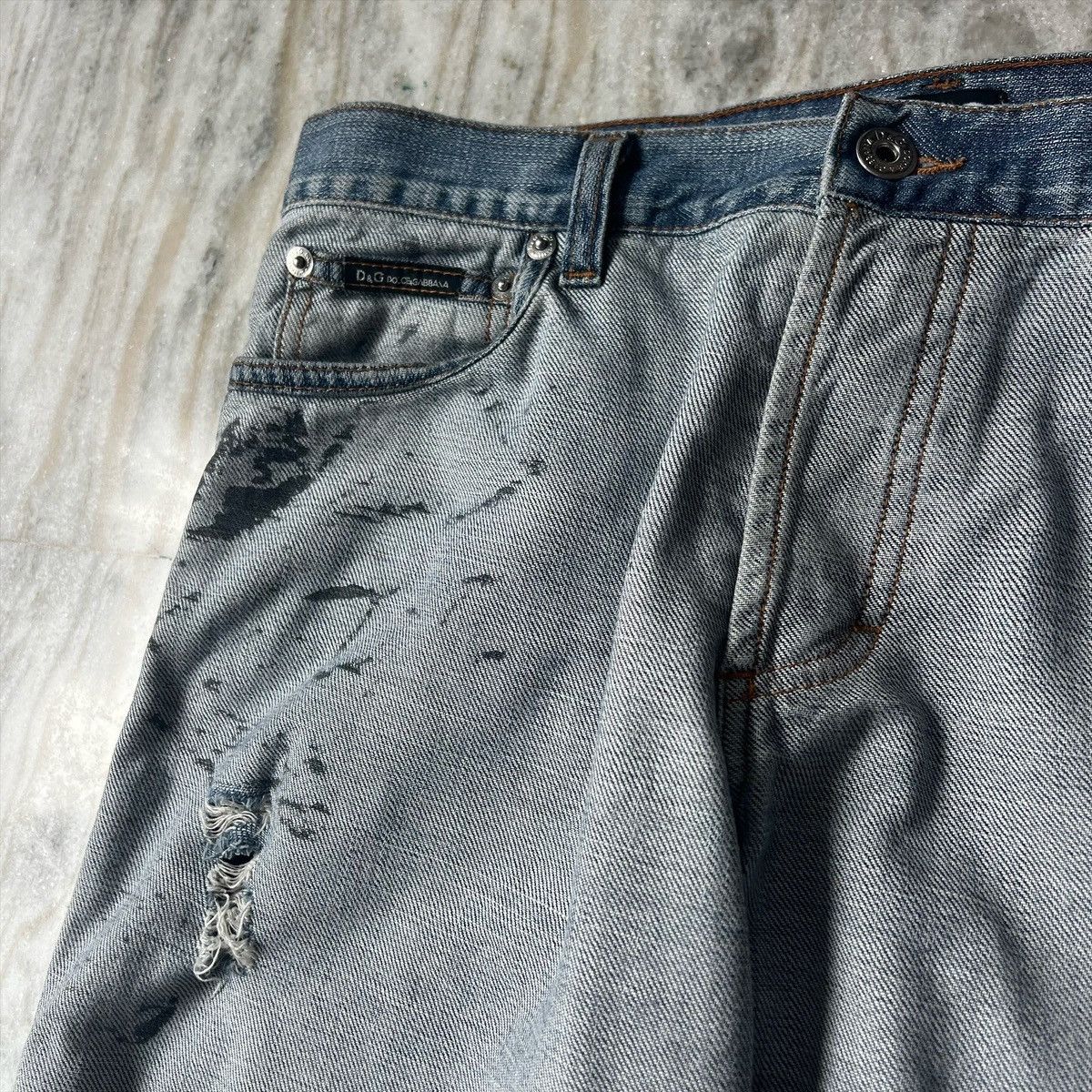 Dolce & Gabbana 2002 Dolce Gabbana Inside out Oil stain Denim Size US 31 - 4 Thumbnail