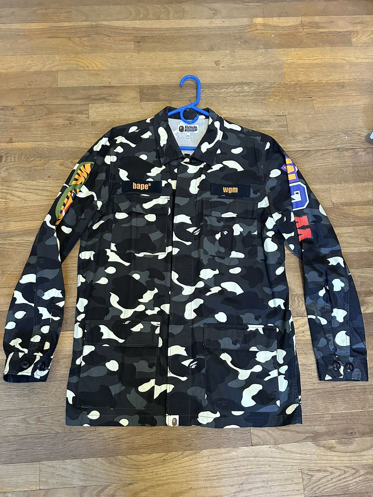 image of Bape City Camo Shark Military Shirt in Black, Men's (Size 2XL)