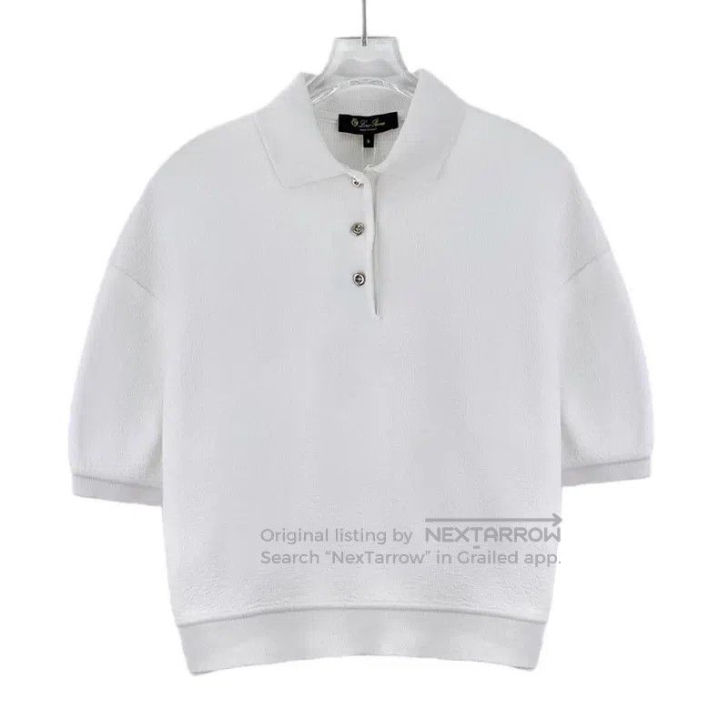 Loro Piana Loro Piana White Cotton Polo Neck Short Sleeve T-Shirt Size S / US 4 / IT 40 - 1 Thumbnail