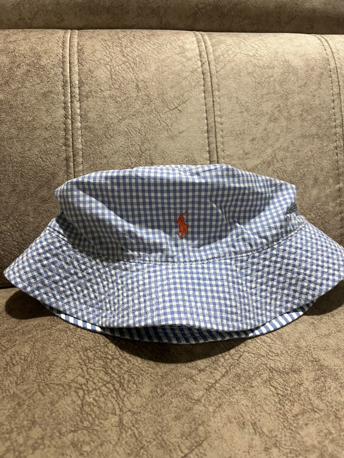 Polo Ralph Lauren Small Pony Checked Gingham Bucket Hat L