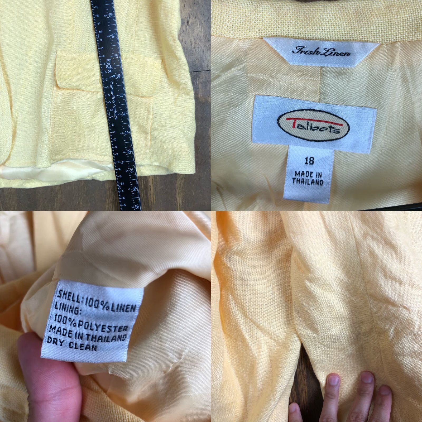 Talbots VINTAGE Talbots Womens Blazer Shirt Jacket Yellow Linen 18 Size XXL / US 16-18 / IT 52-54 - 8 Thumbnail