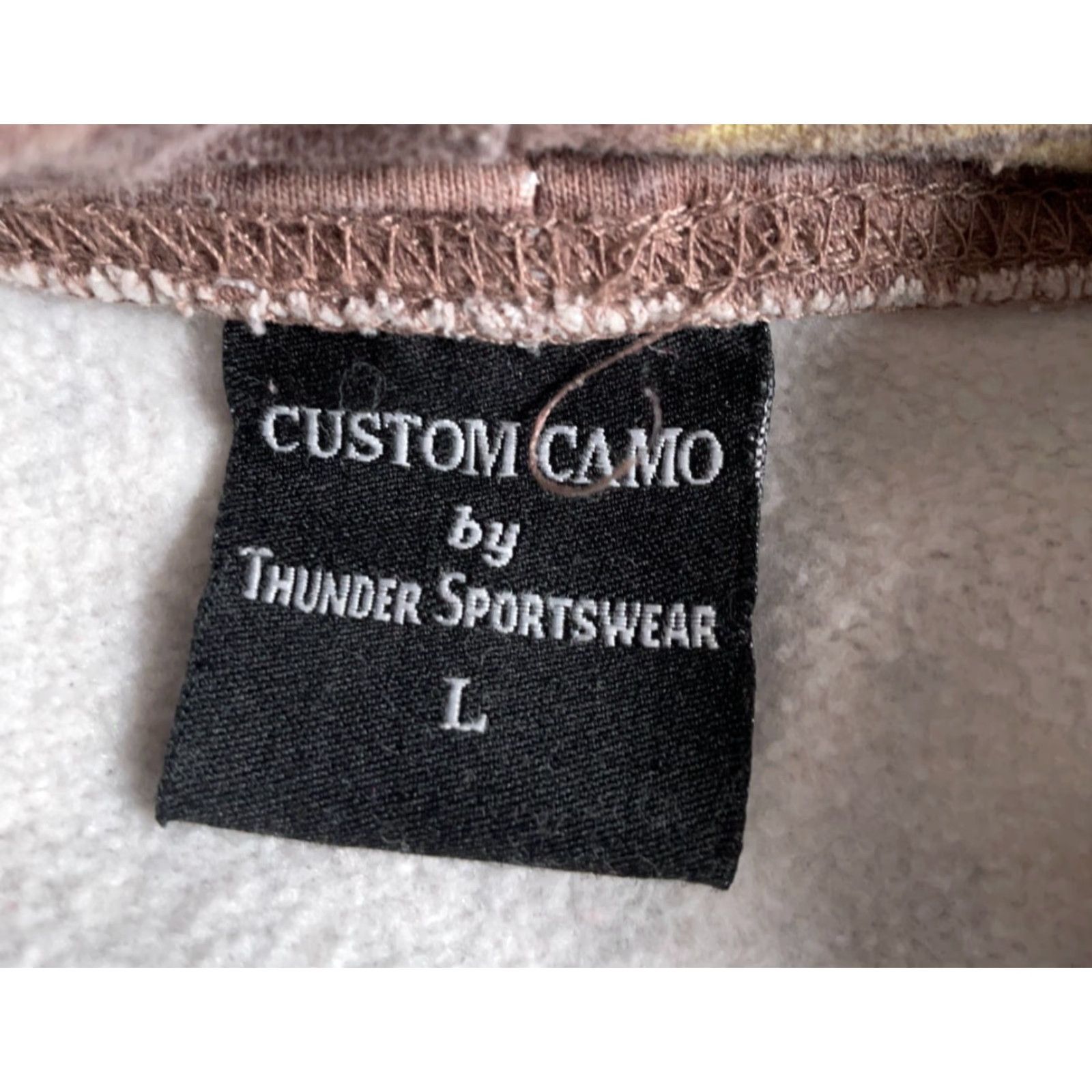 Vintage Thunder Sportswear Hoodie Adult Large Brown Camouflage Sweatshirt Long Sleeve Crew Neck Pullover Nature Outdoor Hunting Size US L / EU 52-54 / 3 - 3 Thumbnail