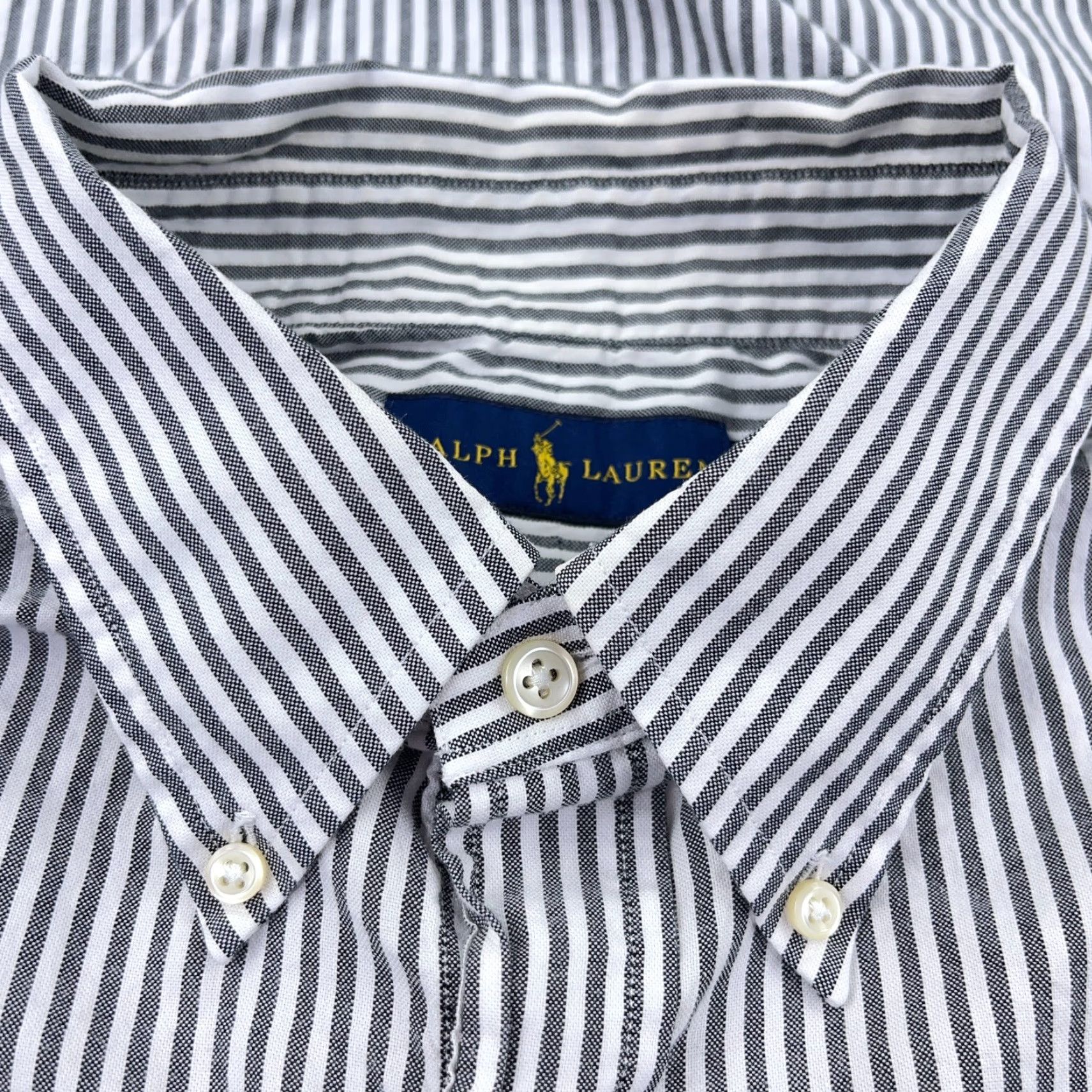 Ralph Lauren Ralph Lauren Shirt Men 17 34 Gray Button Up Oxford Cloth Striped Dress XL Purple Shirt-Men Gray Striped Button-Front Casual Dress Oxford Cloth Size 46R - 5 Thumbnail