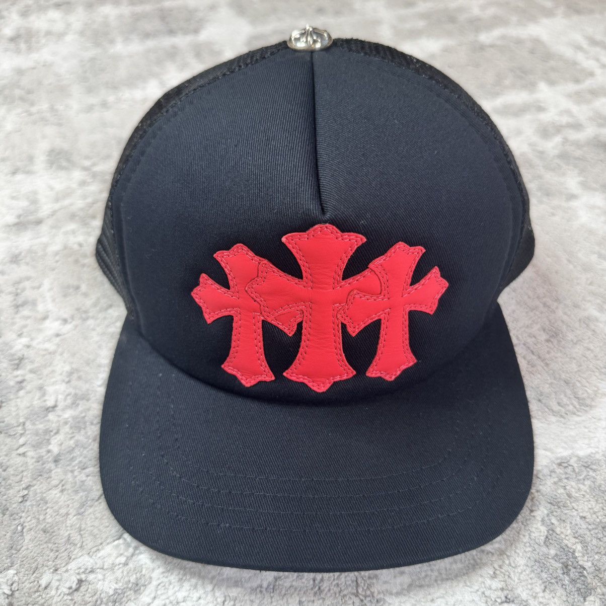 Chrome Hearts CHROME HEARTS TRIPLE CROSS PATCH TRUCKER HAT BLACK