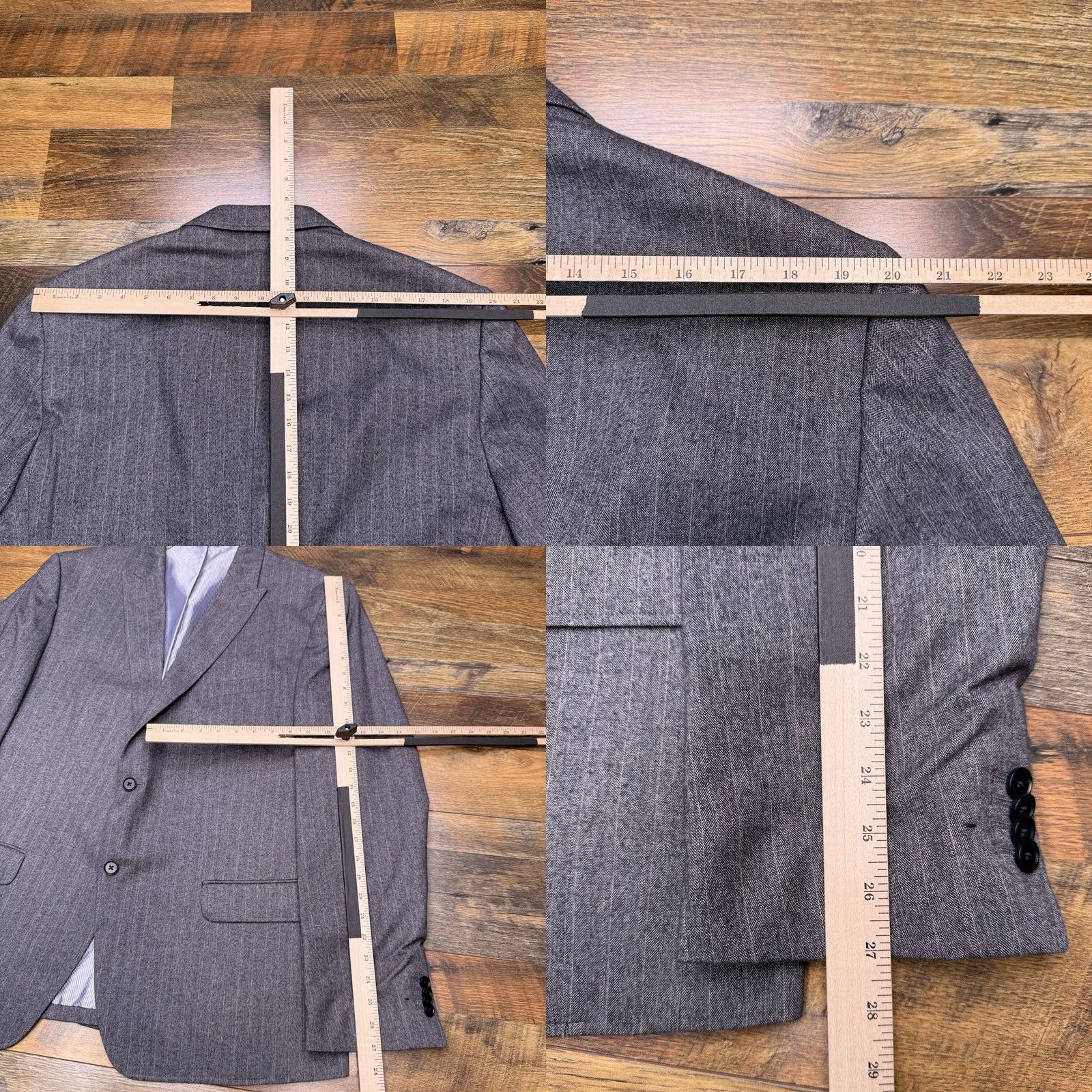Banana Republic Banana Republic Gray Herringbone Cotton Italian Fabric Tailored Fit Blazer 48R Men Size 48R - 9 Thumbnail