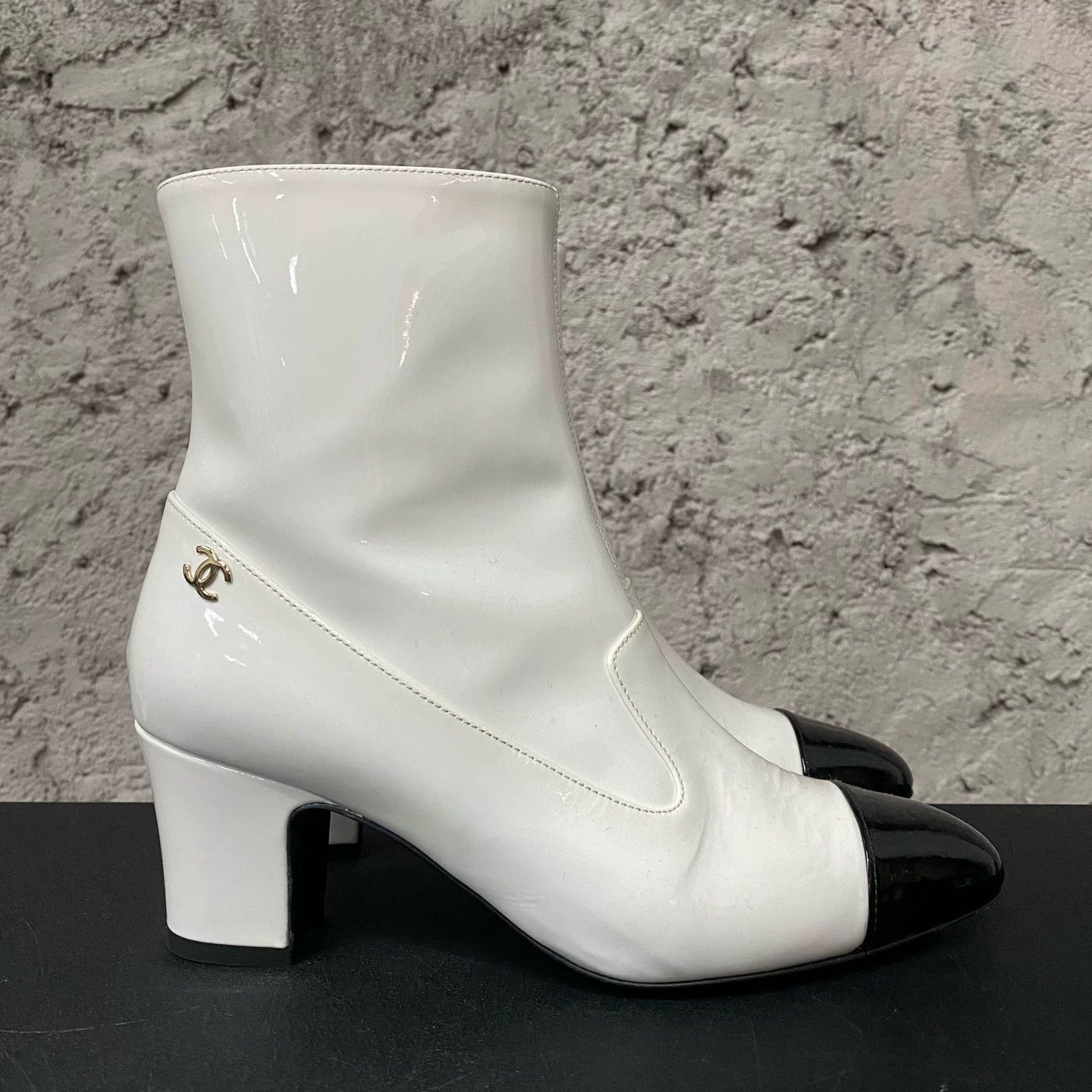 Chanel Black & White Panda Short Boots 36.5
