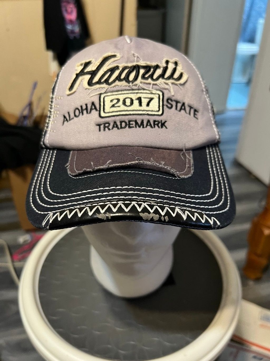 Other Men's Island Crew Hawaii Gray Navy Aloha State 2017 Hat Size ONE SIZE - 1 Thumbnail