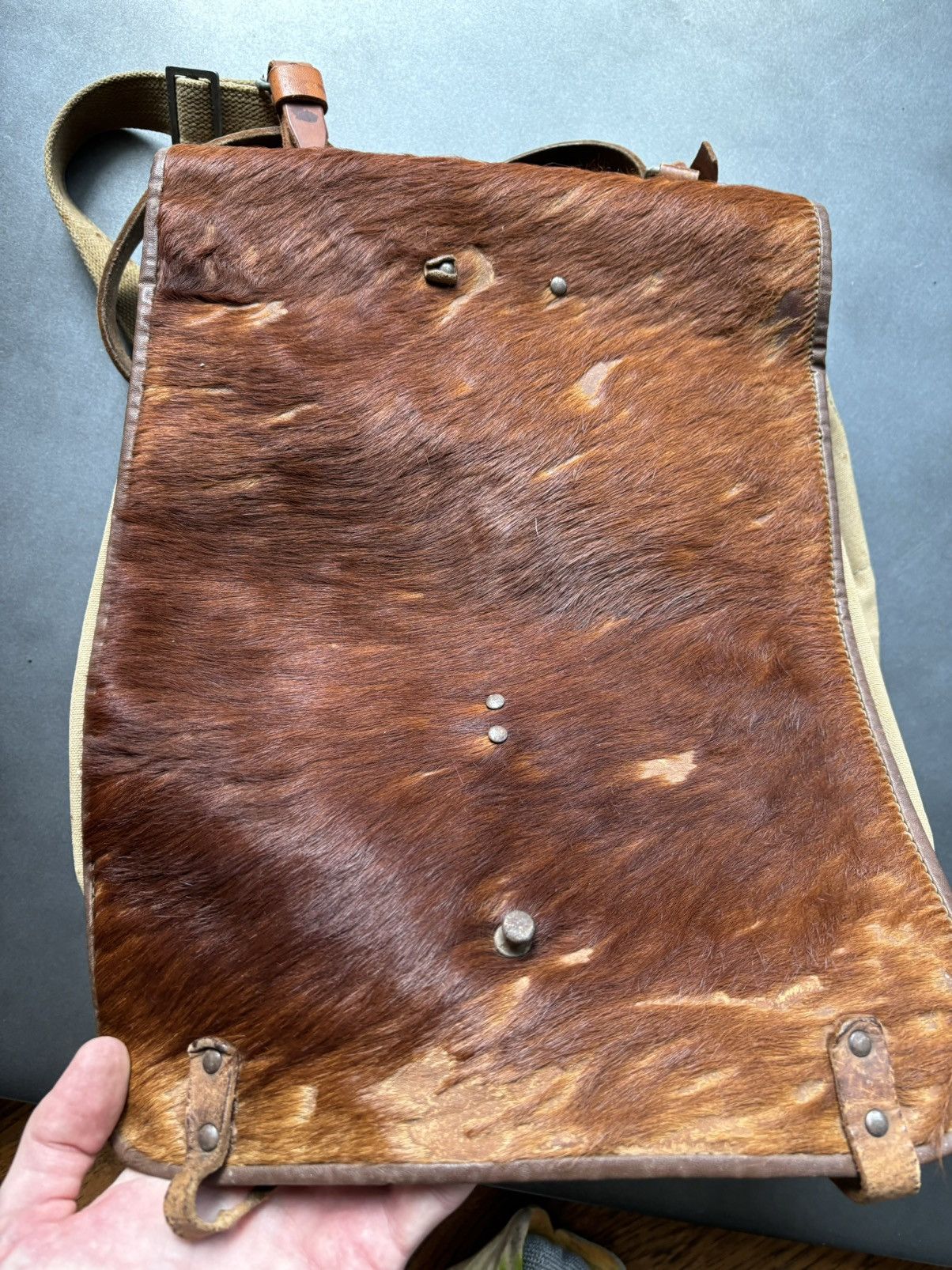 Vintage Vintage WW2 German Army M39 Tornister Fur Messenger Backpack Size ONE SIZE - 7 Thumbnail