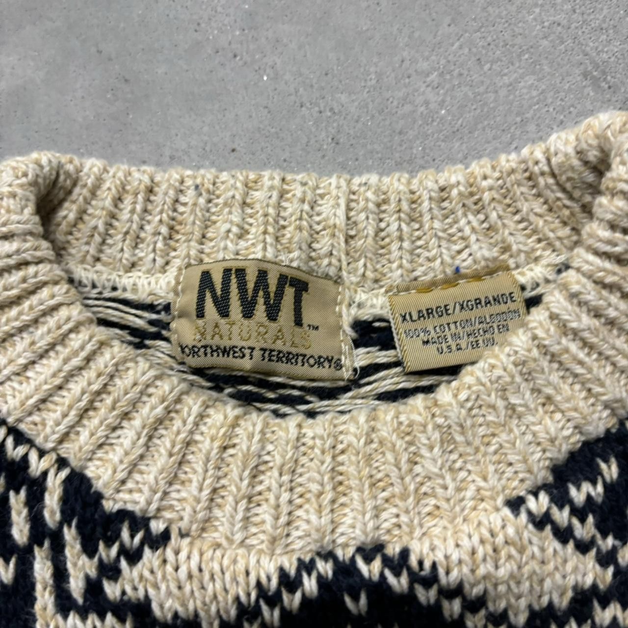 Japanese Brand × Vintage Crazy Vintage 90s Beige Pattern Knit Sweater! Size US XL / EU 56 / 4 - 4 Thumbnail