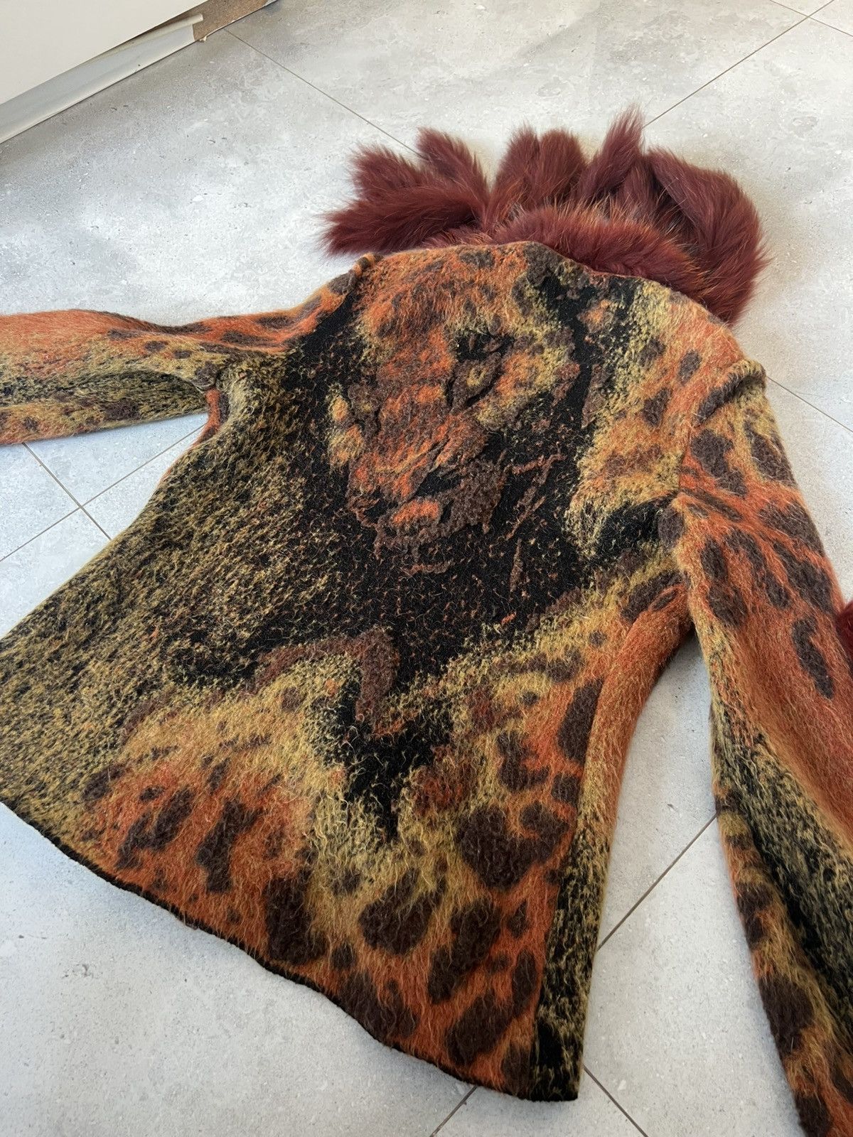 Roberto Cavalli 2000s Cavalli Animal Print Raccon Fur wool jacket Size M / US 6-8 / IT 42-44 - 2 Thumbnail