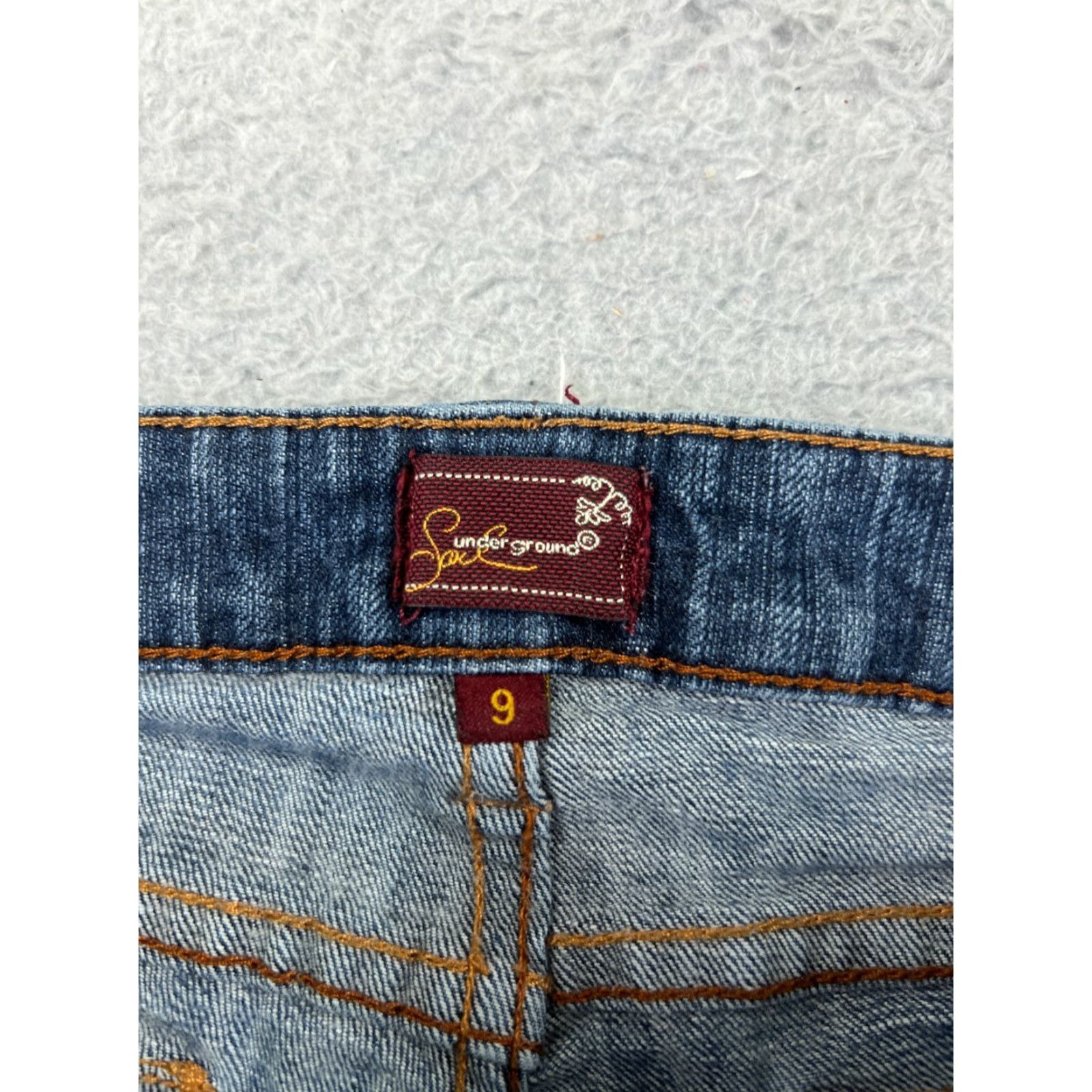 Vintage VINTAGE Underground Soul Jeans Women 9 Blue Denim Flare Raw Hem Embroidered Cotton Denim Jeans Womens 90s USA Size 30" / US 8 / IT 44 - 3 Thumbnail