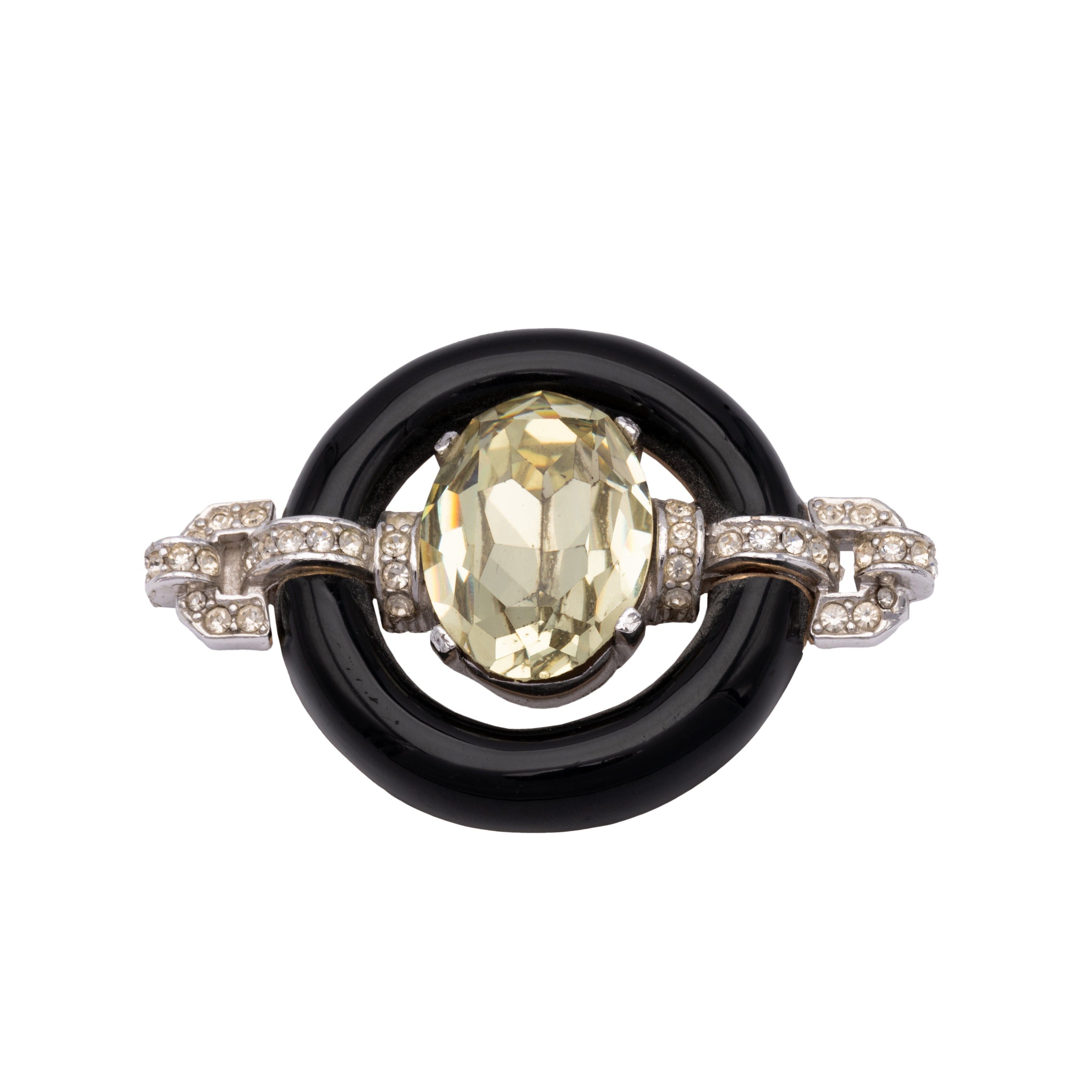 image of Vintage Collection Privee Jewelled Brooch in Black, Women's