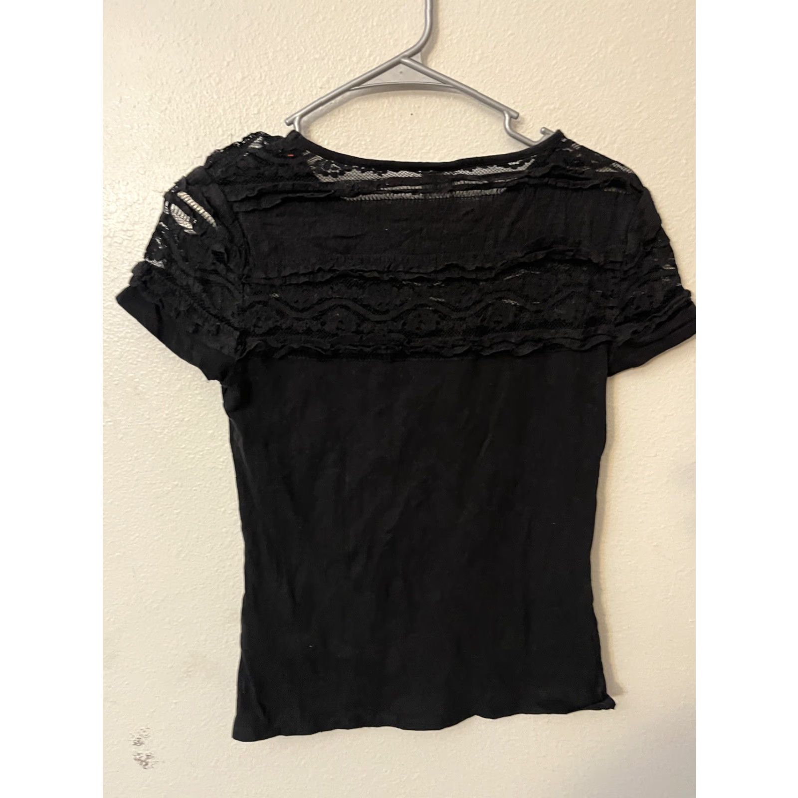 H&M H&M Top Women Small Black Solid Cotton Blend Short Sleeve T-Shirt Blouse Size S / US 4 / IT 40 - 3 Thumbnail
