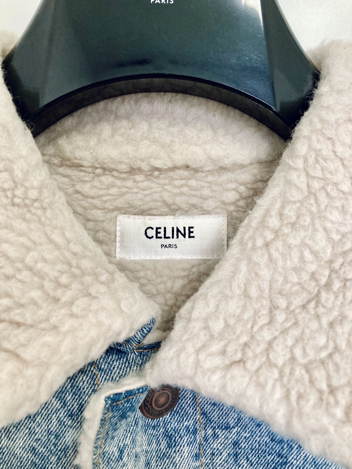Celine CELINE BY HEDI SLIMANE 21AW SHERPA TRUCKER DENIM JACKET Size US S / EU 44-46 / 1 - 5 Thumbnail