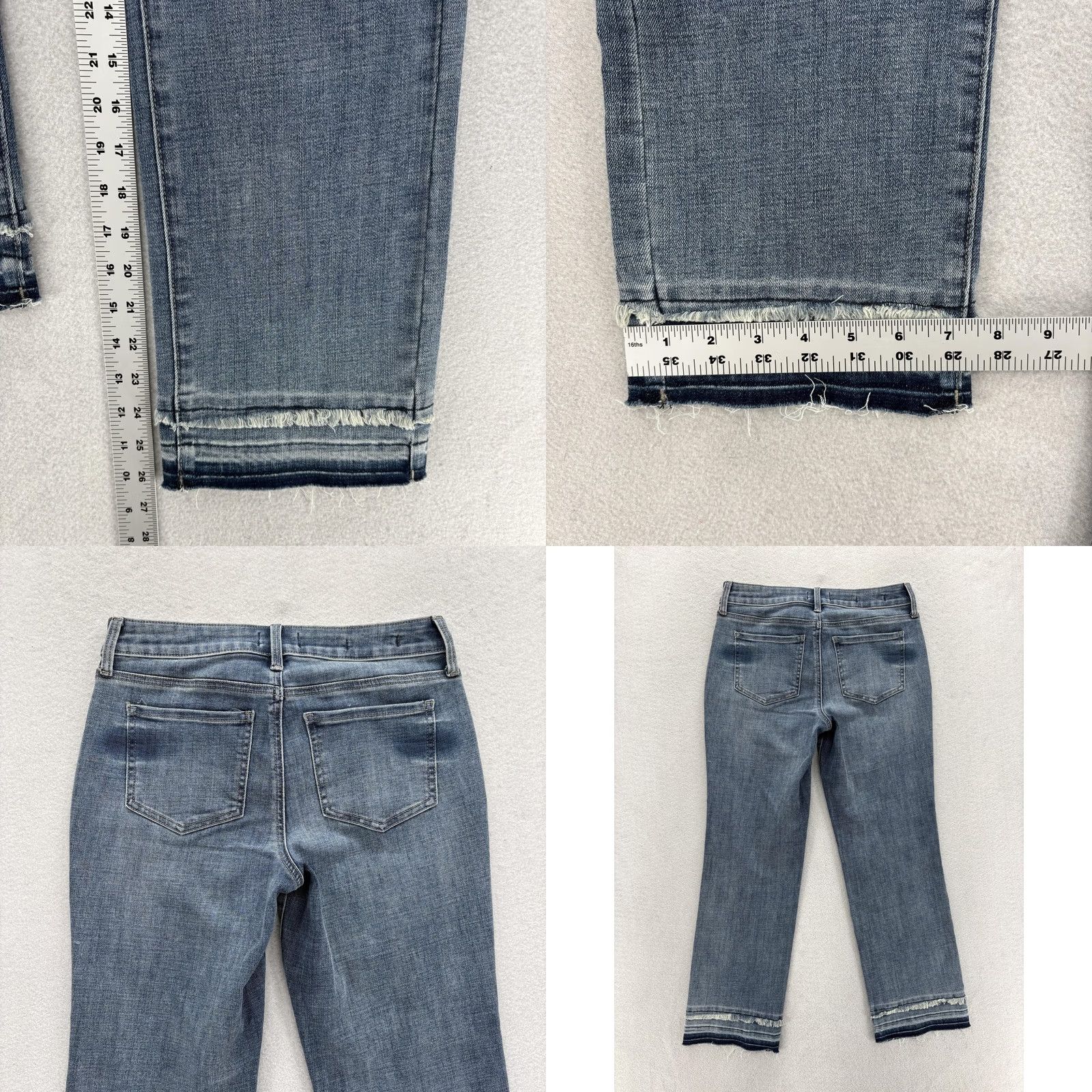 NYDJ NYDJ Marilyn Straight Jeans Womens Blue Size 2 Mid Rise Stretch Shaping Crop Raw Hem Size 26" / US 2 / IT 38 - 8 Thumbnail
