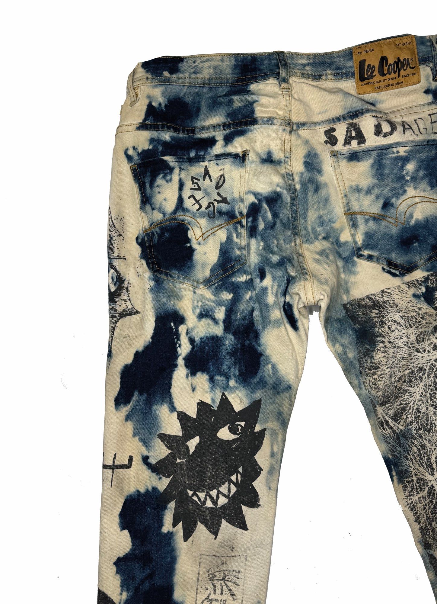 Lee Lee Cooper Reworked Bleached Jeans Size 29" - 6 Thumbnail