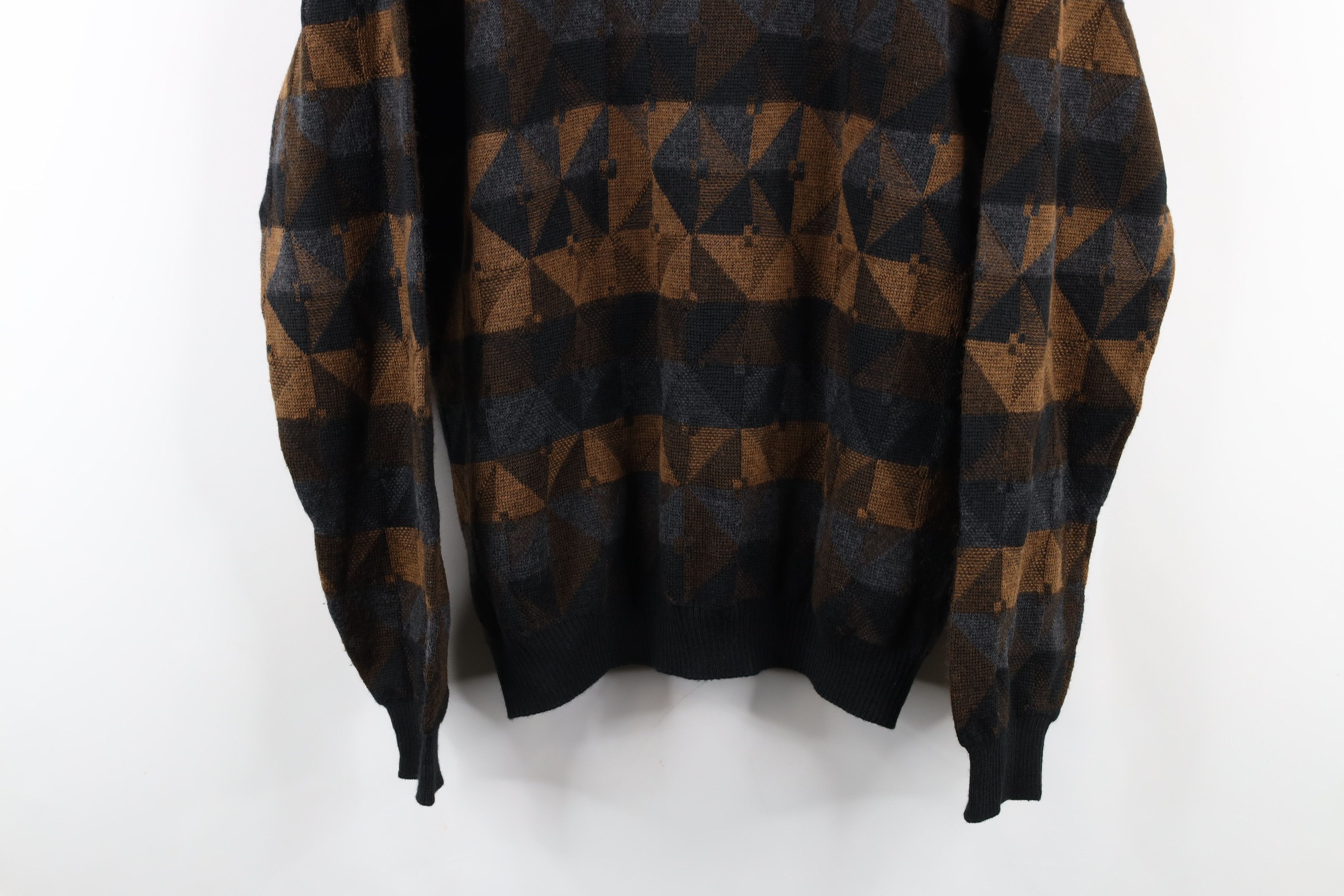 Vintage Vintage 90s Coogi Style Earth Tone Checkered Knit Sweater Size US L / EU 52-54 / 3 - 3 Thumbnail