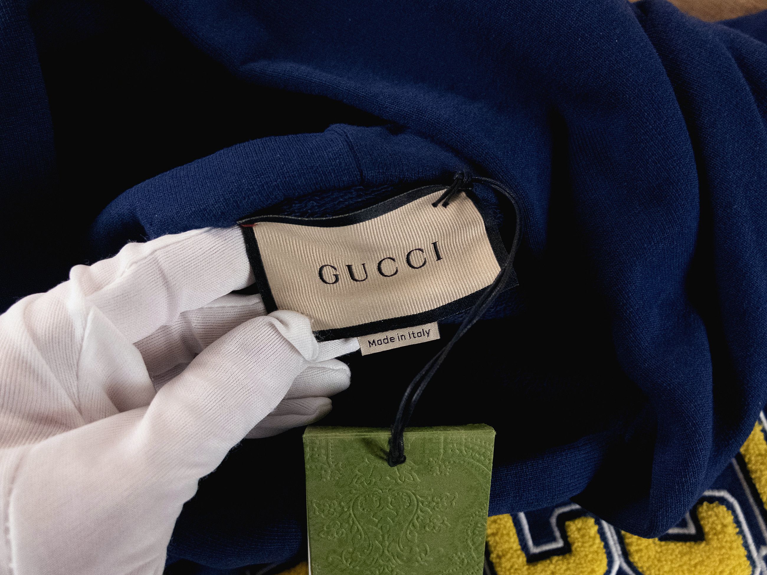 Gucci GUCCI navy blue hoodie with yellow 1921 interlocking G logo Size US XL / EU 56 / 4 - 9 Thumbnail