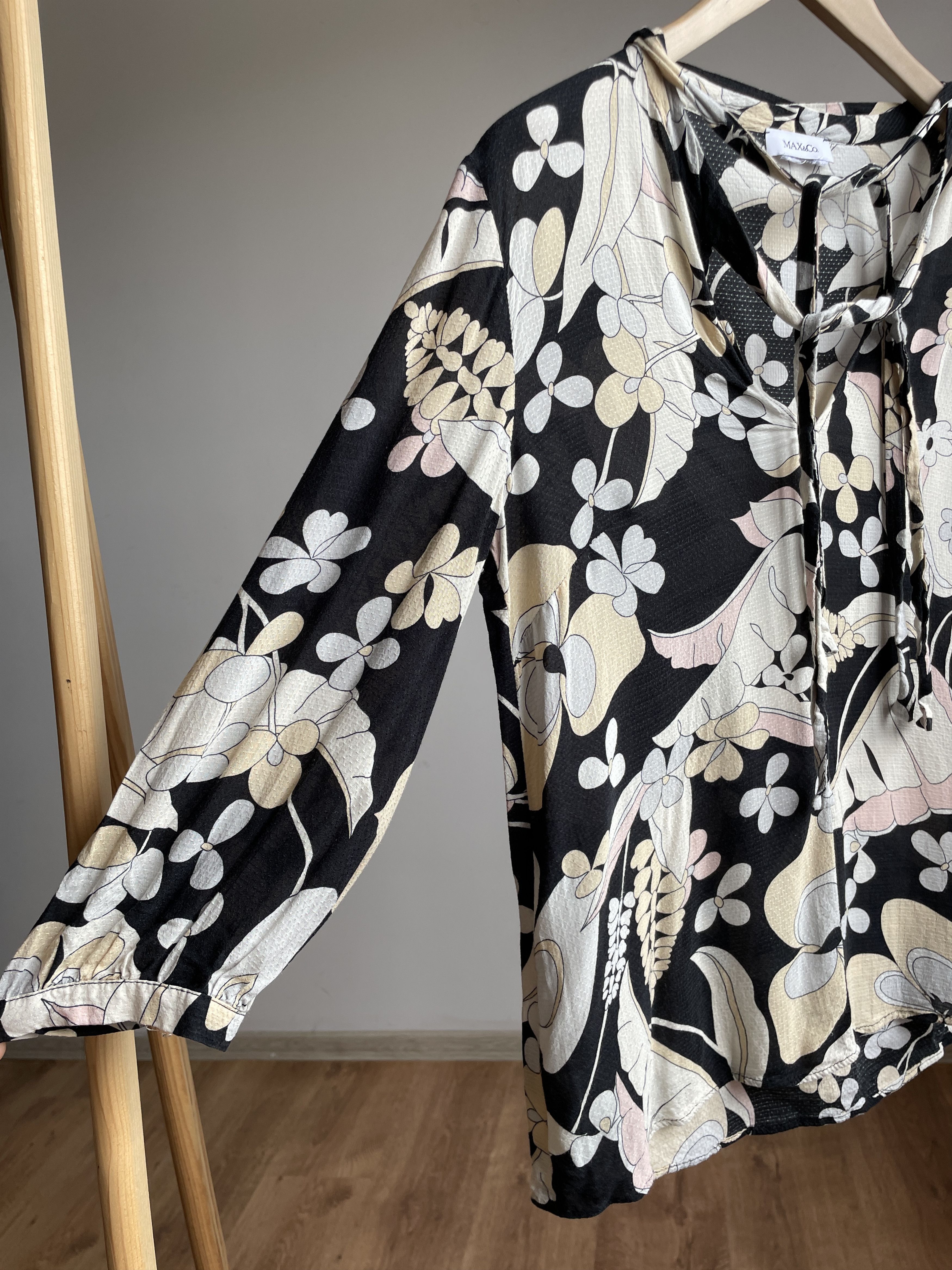 MAX&Co. × Max Mara Max & Co. Max Mara Floral 3/4 Sleeve Silk Blouse Size M Size M / US 6-8 / IT 42-44 - 4 Thumbnail