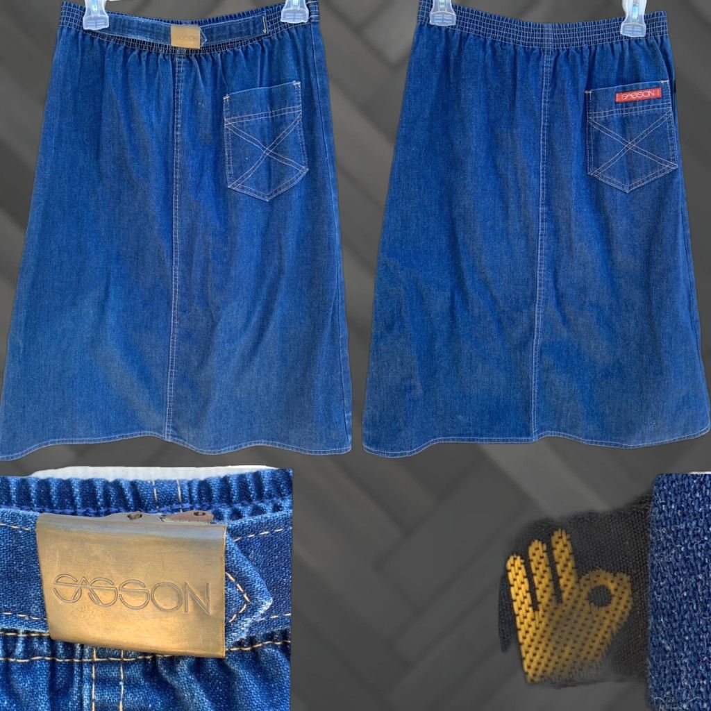 Vintage VINTAGE Sasson Denim Skirt 70s 80s 6 28” Waist Made In USA Union Label Blue Denim Skirt Womens Size 28" / US 6 / IT 42 - 1 Thumbnail