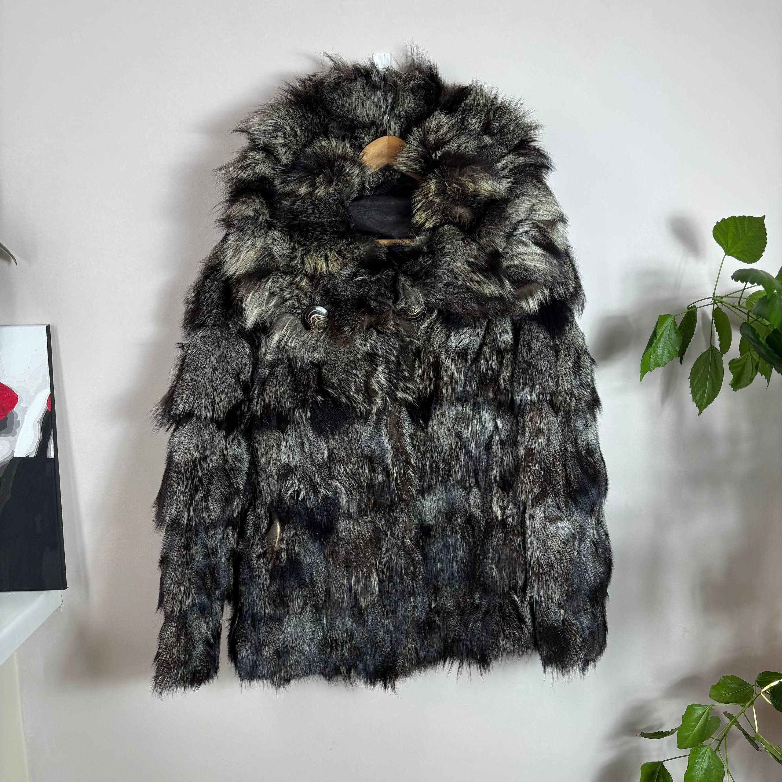 Other REAL BLACK SILVER FOX FUR COAT JACKET VINTAGE Size US M / EU 48-50 / 2 - 2 Thumbnail