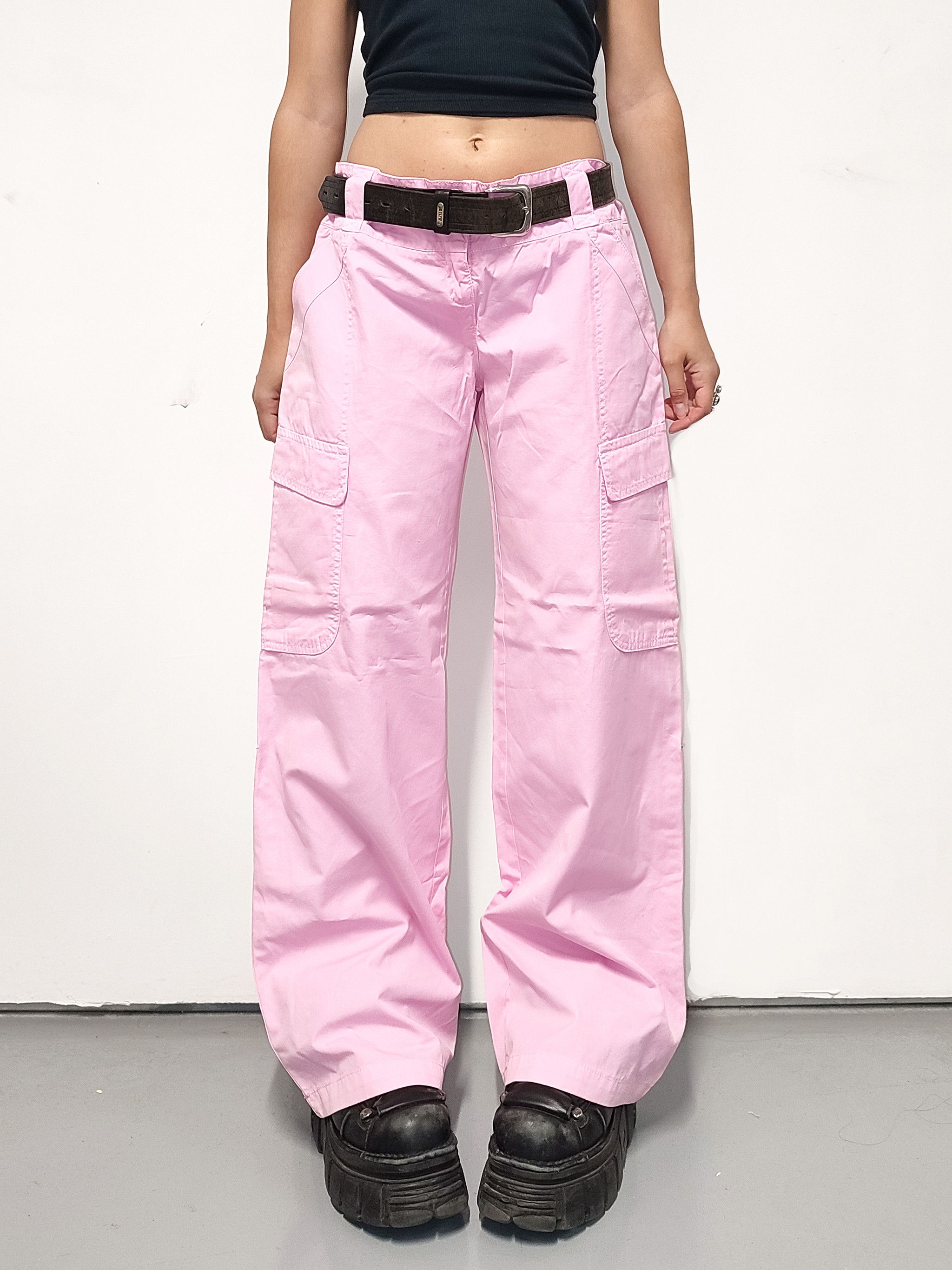 Vintage Y2k Vintage Pink Cargo Low Rise Trousers Size 32" / US 10 / IT 46 - 1 Thumbnail