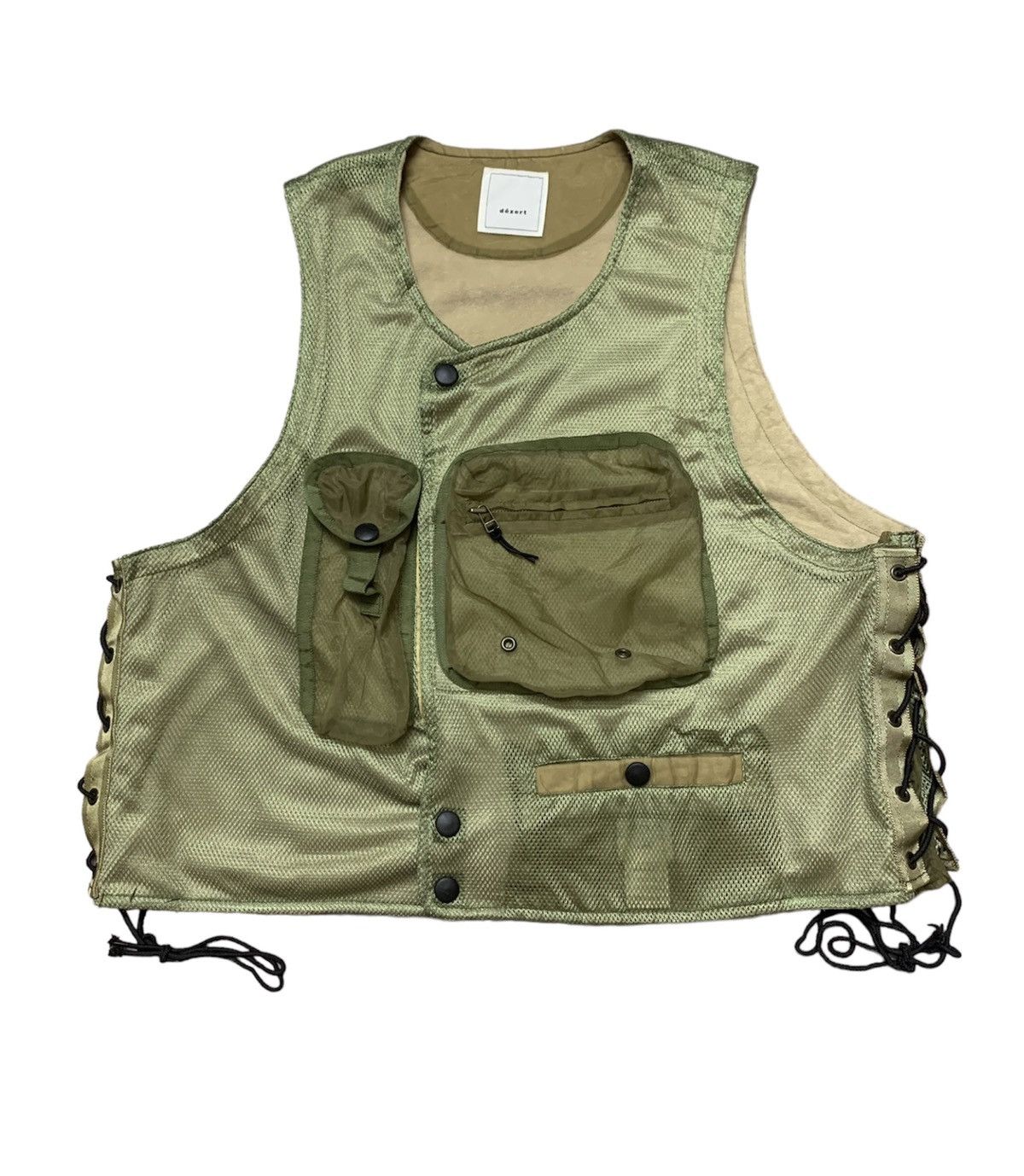 image of 80-90’S Dezert Flak Utility Net Vest in Light Green, Men's (Size Large)