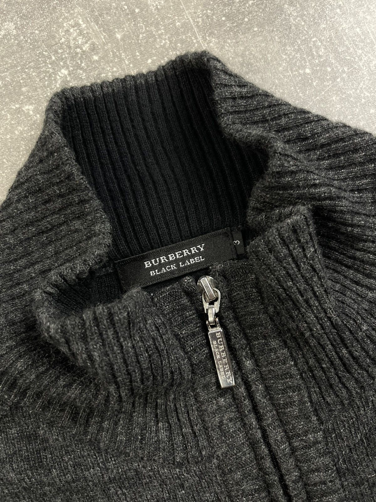 Burberry × Vintage Burrbery Black Label Wool Zip Cardigan Avant Garde Sweater Size US L / EU 52-54 / 3 - 6 Thumbnail