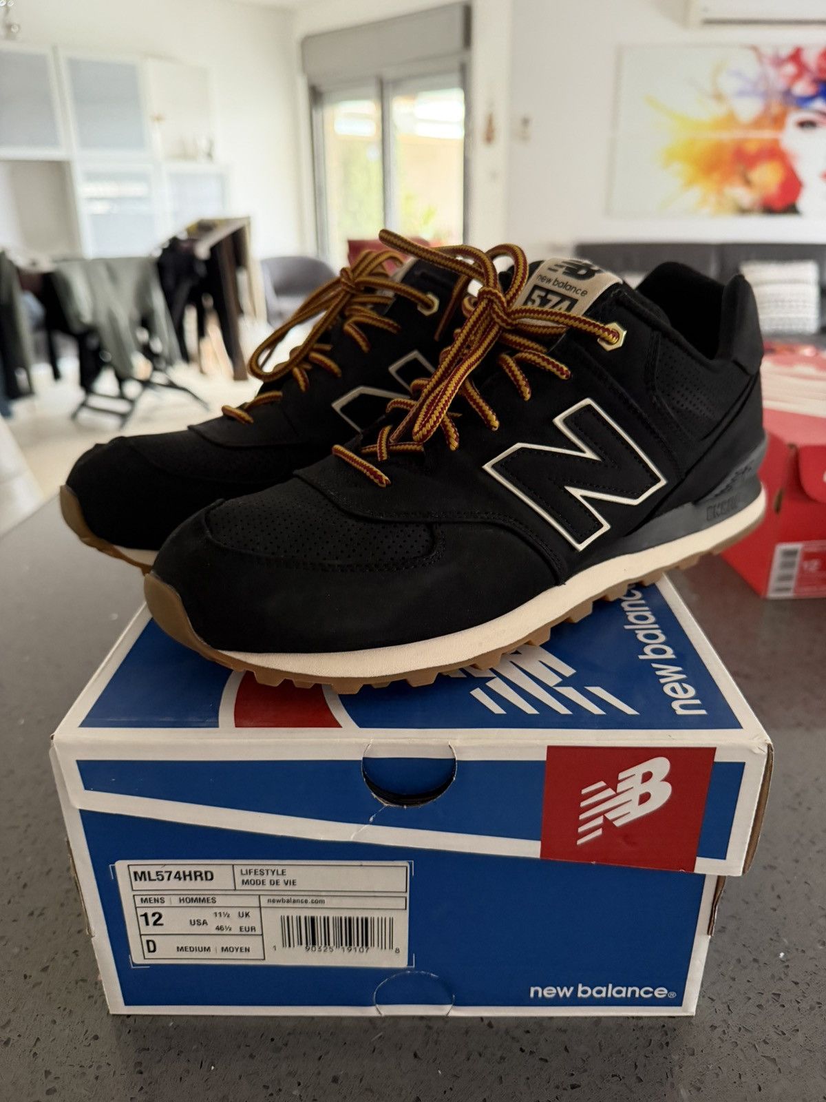 New Balance New Balance 574 Black Wheat 12US Size US 12 / EU 45 - 1 Thumbnail
