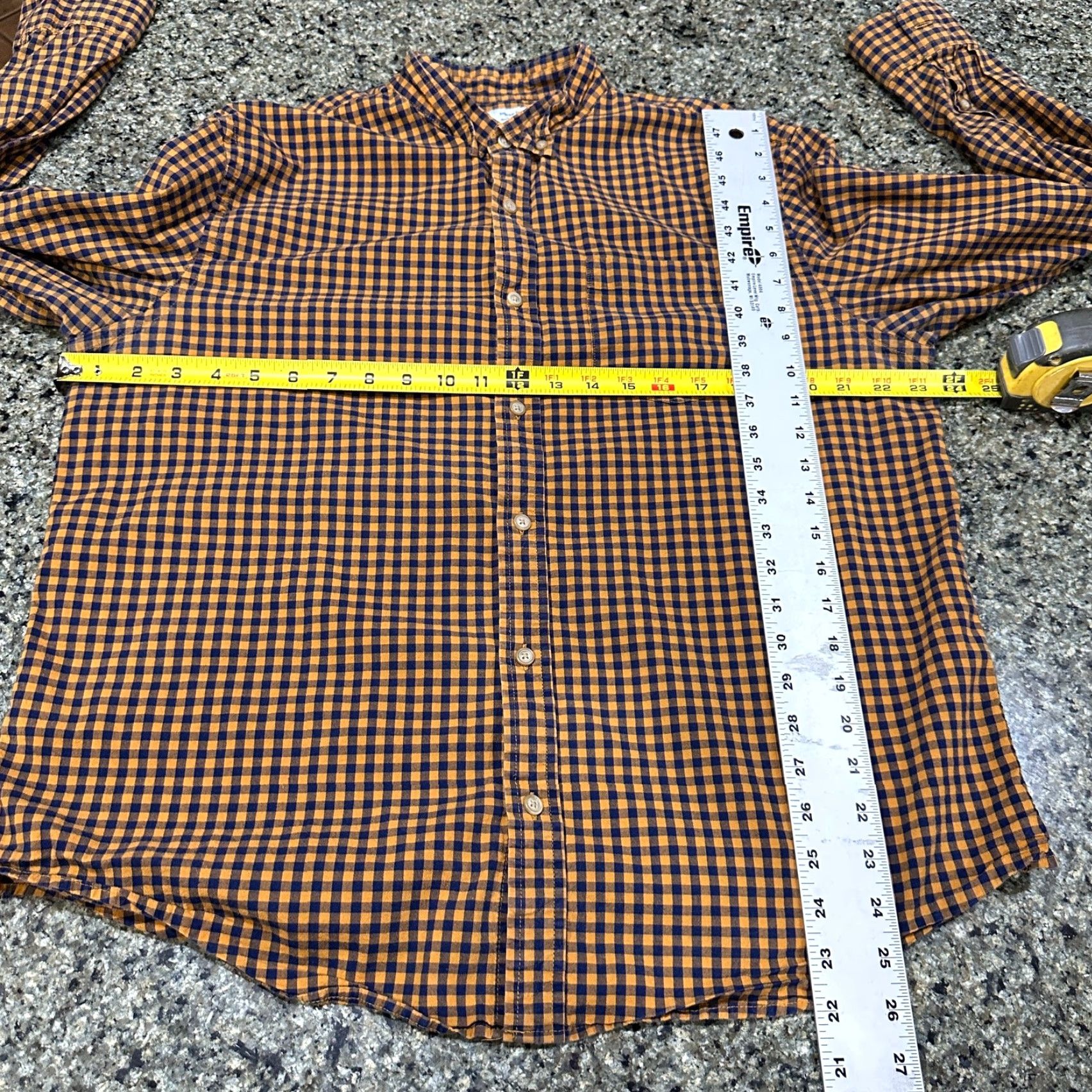 Old Navy Old Navy Button-Up Shirt Men XL Orange Blue Checkered Cotton Preppy Casual Business Chest 47 in Regular Fit Long Sleeve Collared Size US XL / EU 56 / 4 - 6 Thumbnail