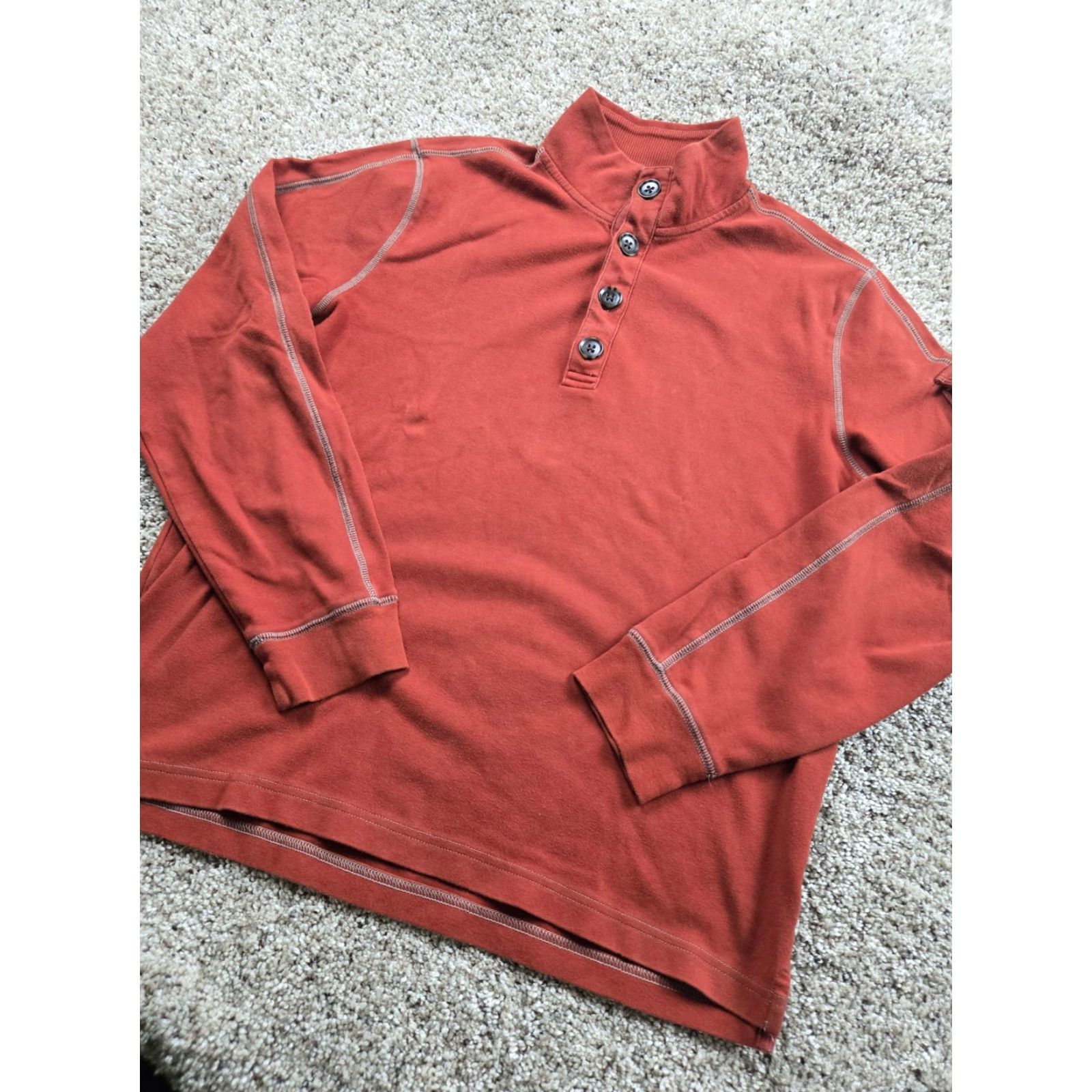 Banana Republic Banana Republic Shirt Mens M Rust Henley Pullover Long Sleeve Mock Neck Button Solid Cotton Jersey Size US M / EU 48-50 / 2 - 2 Thumbnail