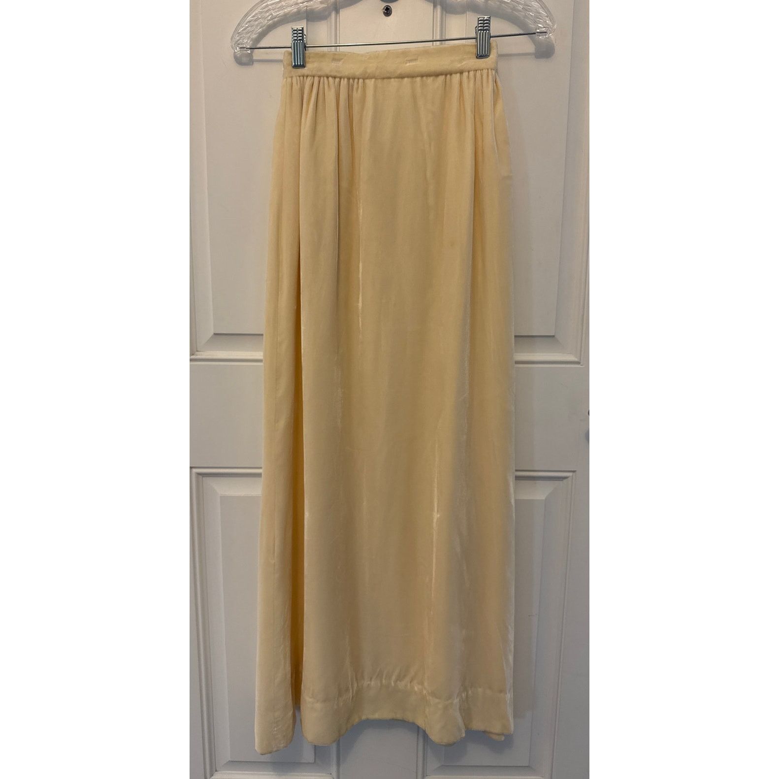 Vintage Vintage velvet butter yellow maxi high waisted skirt XXS Size 22" - 1 Thumbnail