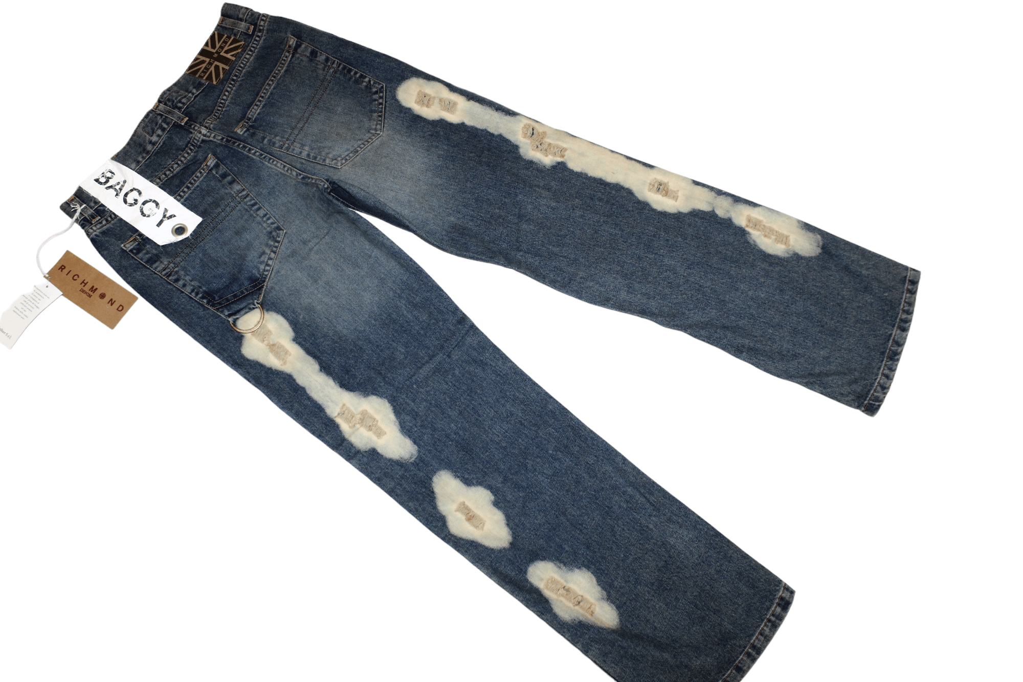 John Richmond Richmond Denim Baggy Distressed Stonewashed Blue Jeans Size US 32 / EU 48 - 9 Thumbnail