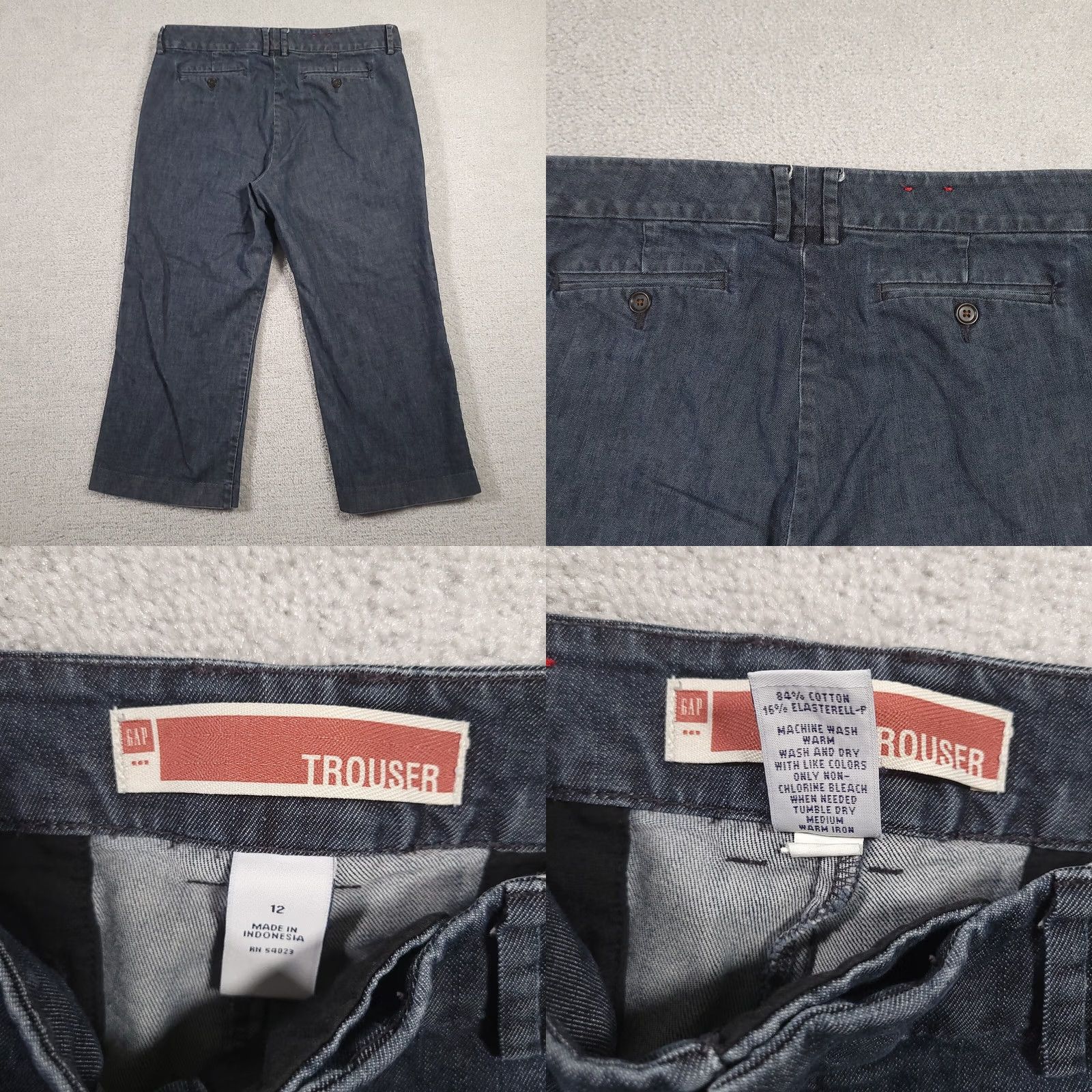 Gap Gap Womens 12 Blue Wide-Leg Capri Pants Business Casual Cropped Stretch Size 34" / US 12 / IT 48 - 8 Thumbnail