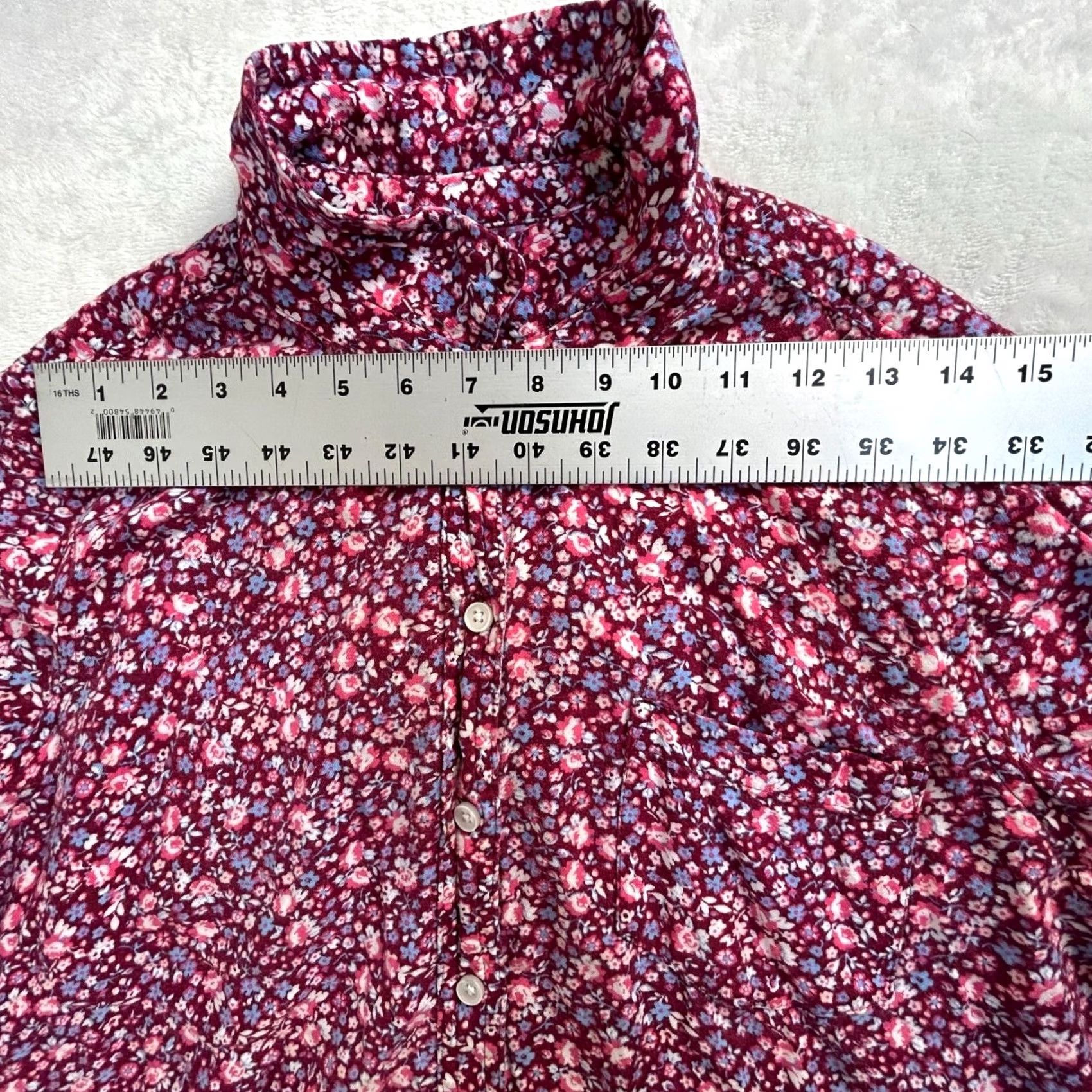 Vintage SO Womens Floral Button-Up Shirt XL Red Rayon Casual Size XL / US 12-14 / IT 48-50 - 6 Thumbnail