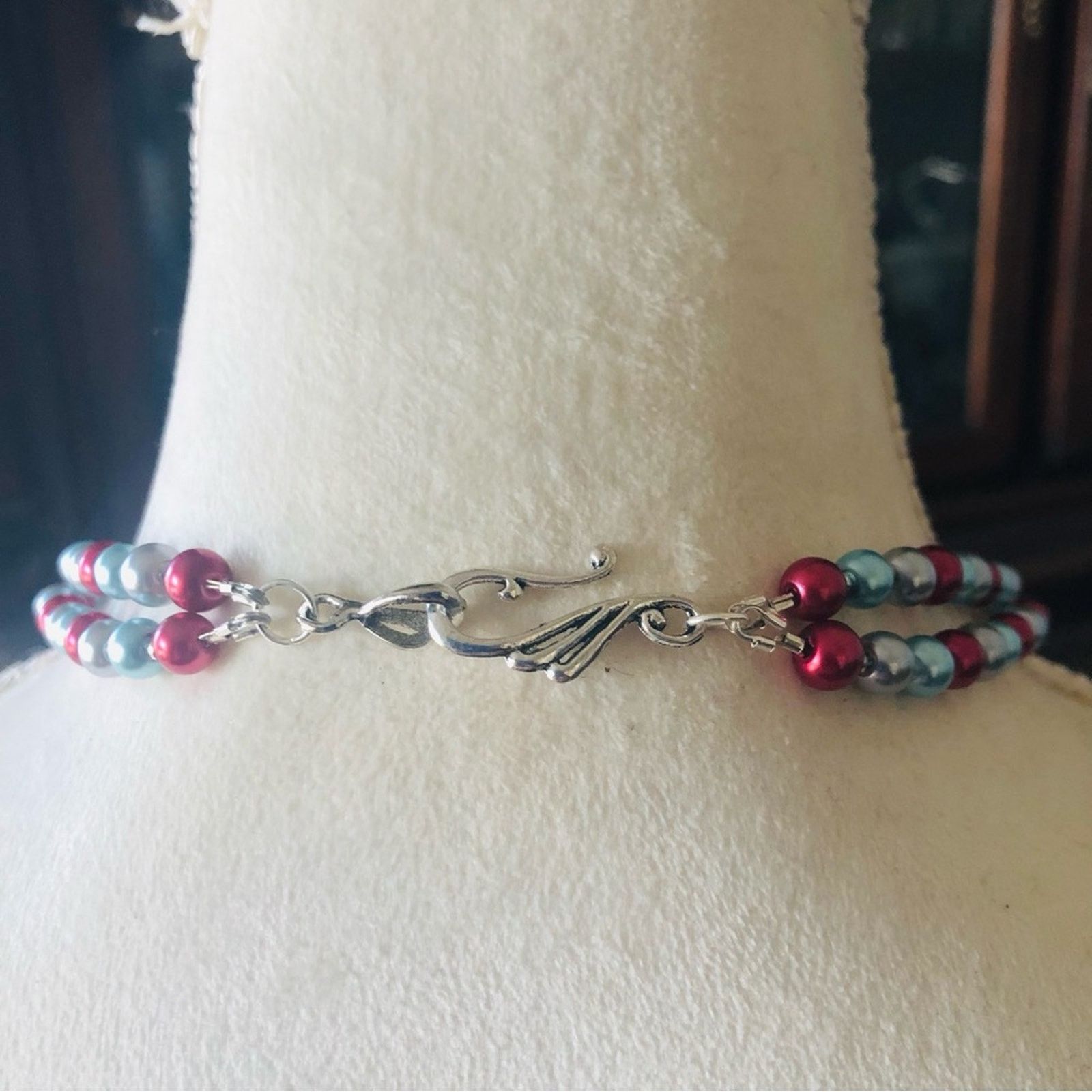 Handmade Handcrafted repurpose double strand turquoise Pearl necklac Size ONE SIZE - 9 Thumbnail