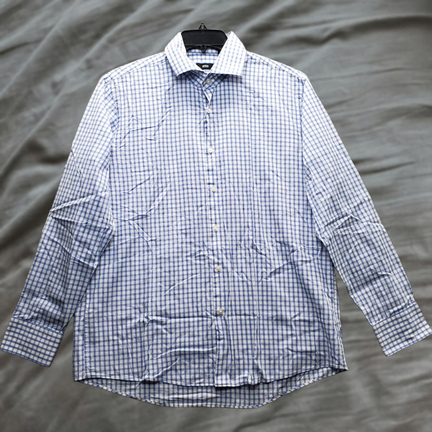 Hugo Boss Hugo Boss Dress Shirt Mens 17 Multi Check Non-Iron Long Sleeve Formal Business Size 46R - 1 Thumbnail