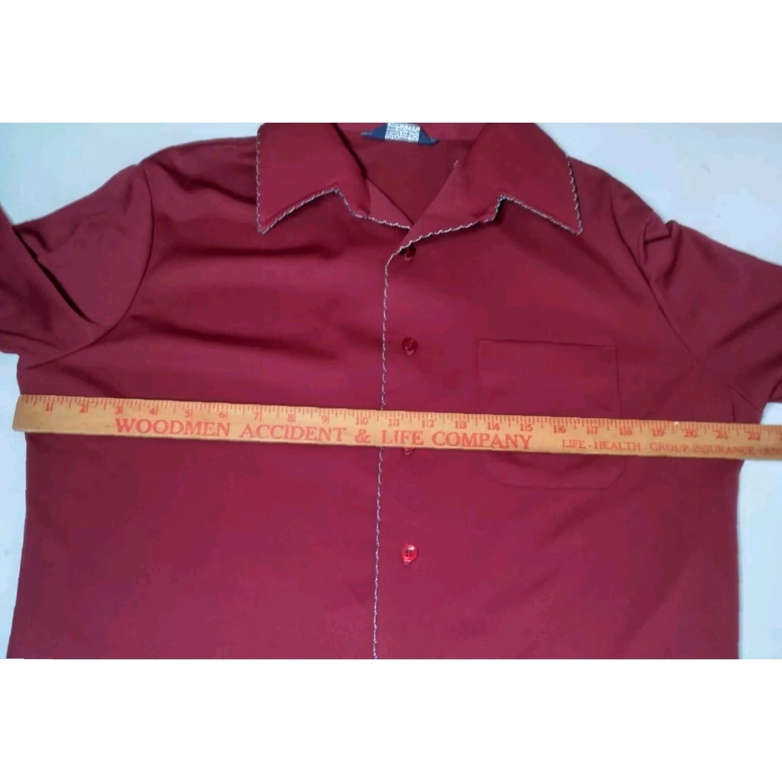 Vintage VINTAGE Career Club Shirt 1970s Grandpacore Mens Long Sleeve Button-Up Collared Maroon Polyester Stretch Regular L Size US L / EU 52-54 / 3 - 3 Thumbnail