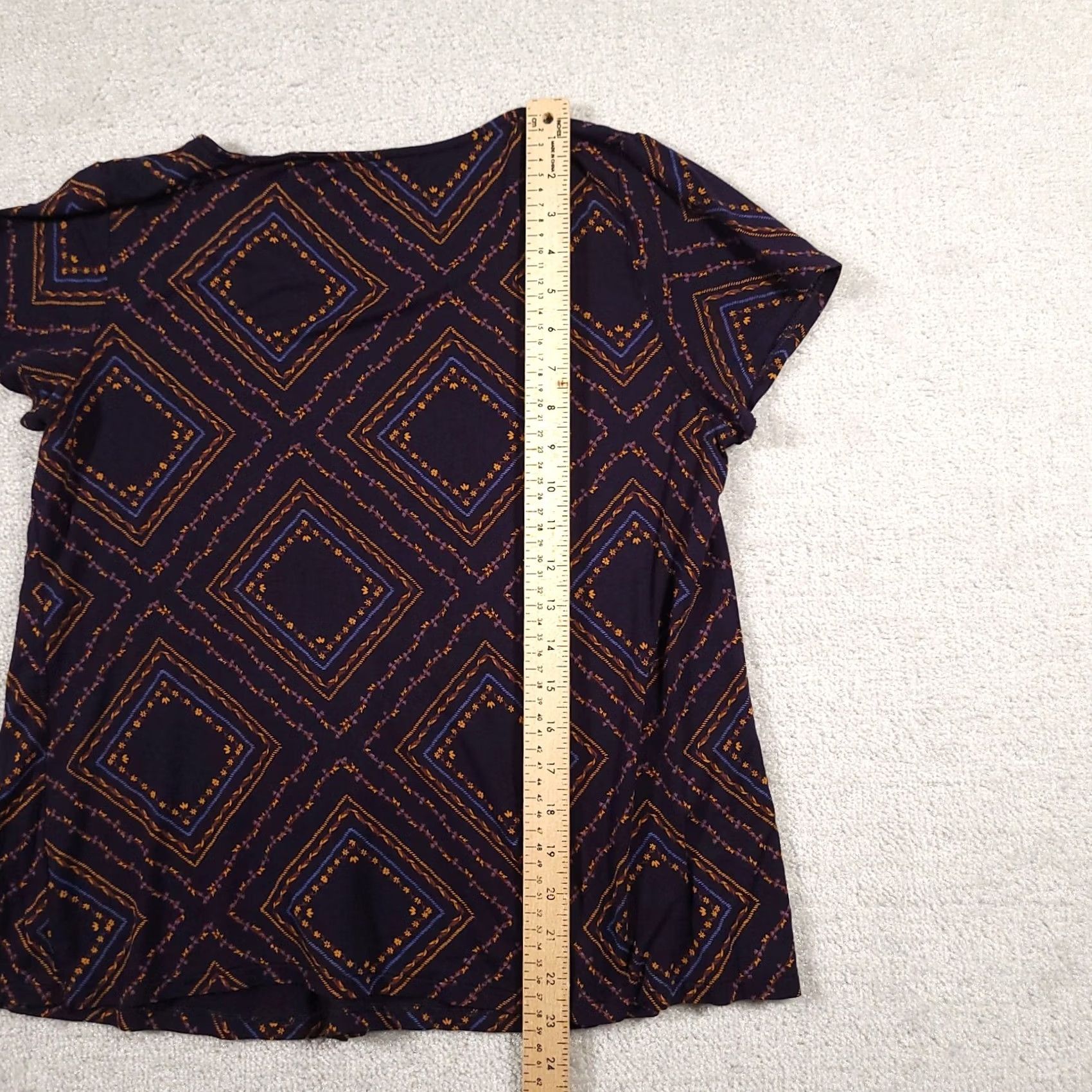 Croft & Barrow Croft & Barrow Women's Navy Floral Cap Sleeve Scoop Neck Top PL Pleated blouse Size L / US 10 / IT 46 - 5 Thumbnail